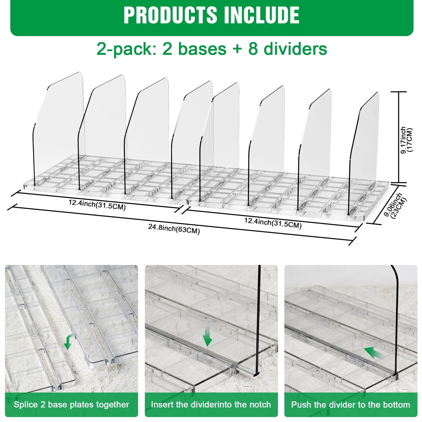 DGFCK Bag & Purse Organizer for Closet, 2 Sets Adjustable Clear Handbag Storage Shelf, Plastic Clutch Dividers for Closet Organizers and Storage-Keep Purses upright (2 Sets)