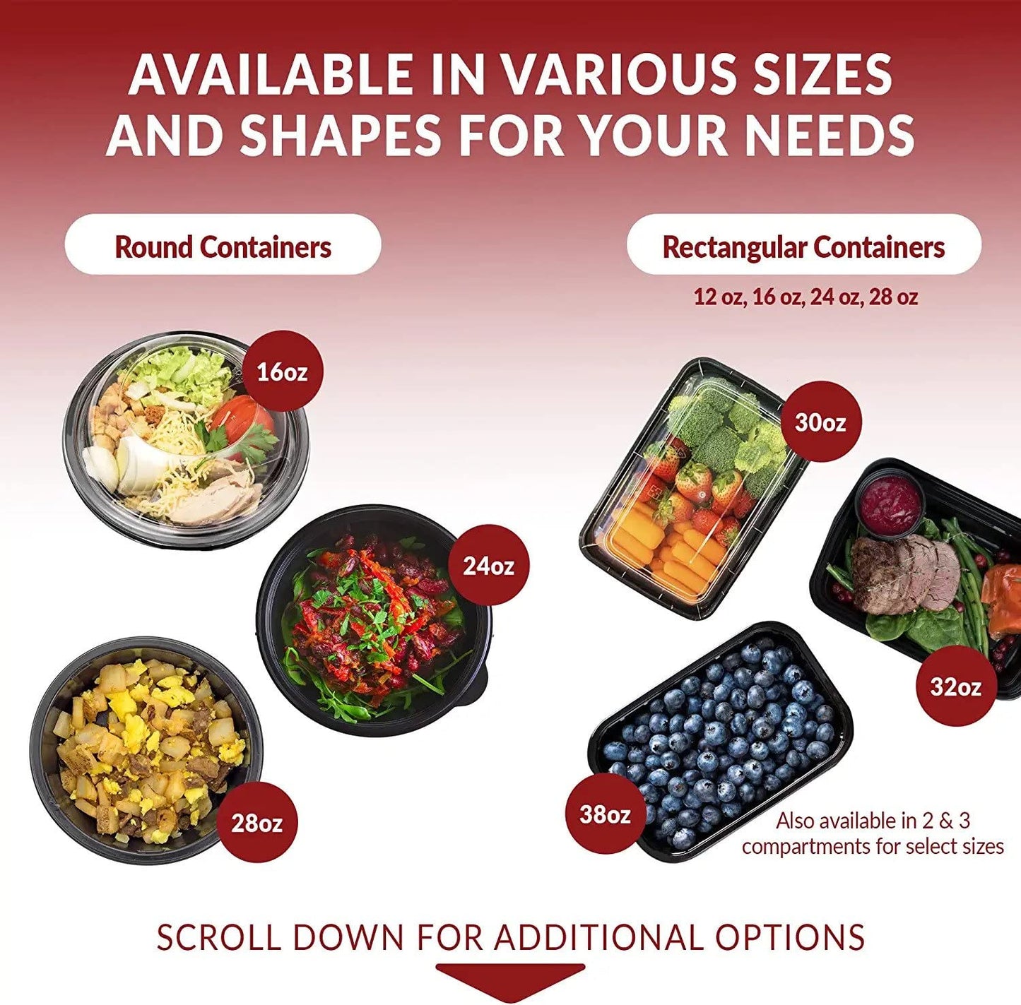 Reli. Meal Prep Bowls w/Lids - 50 Pack (16 oz) | Disposable Bowls with Lids | Microwave/Freezer Safe