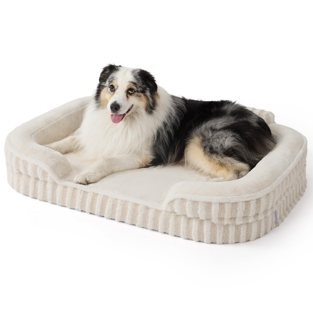 LE SURE Cute Cozy High Back Orthopedic Dog Beds Large Sized Dog,35" Beige