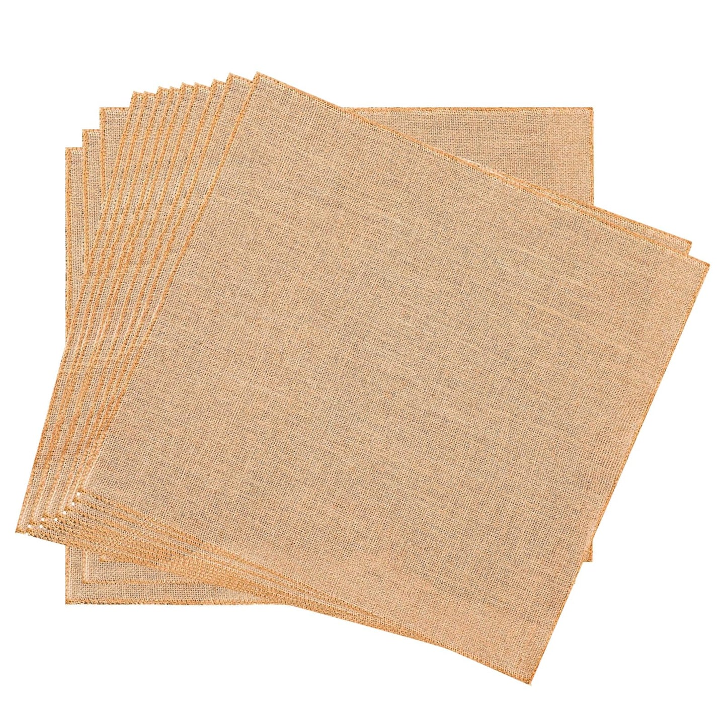 TANEMUDO 12 Pcs Burlap Squares 20 x 20'' Natural Burlap Fabric Multipurpose Placemats for Table Decorations Wedding Centerpiece Farmhouse Gardening Crafts Kitchen