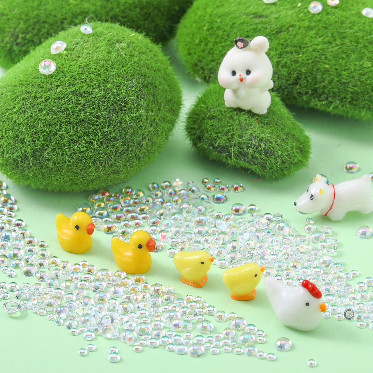 1400 Pieces Dewdrop Water Droplets Embellishments Dewdrop Simulation Round Waterdrop Resin Beads for DIY Scrapbooking Crafts Cell Phone Case Card Making(AB Color)