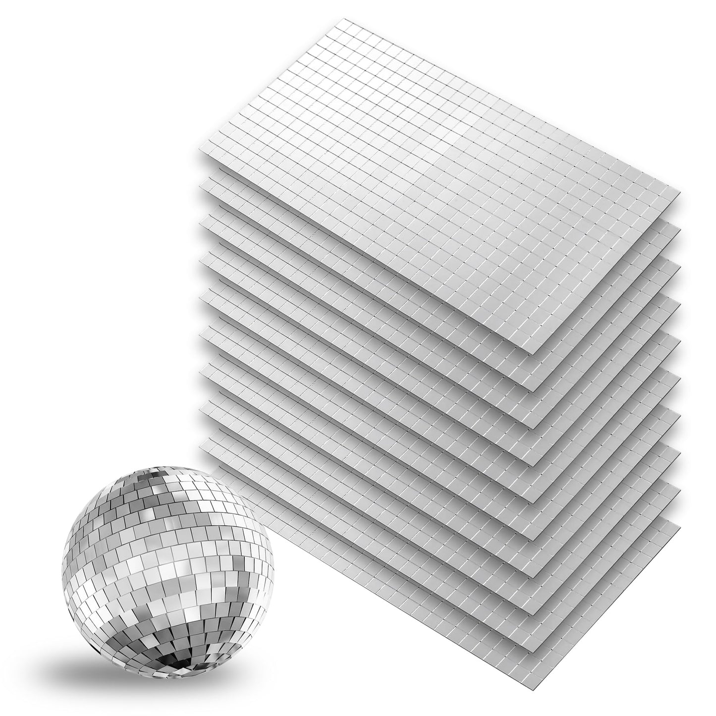 Mosaic Tiles, 10 x 10 mm 4500 PCS Self-Adhesive Disco Tiles, Silver Square Disco Ball Stickers for DIY Craft Party Decoration