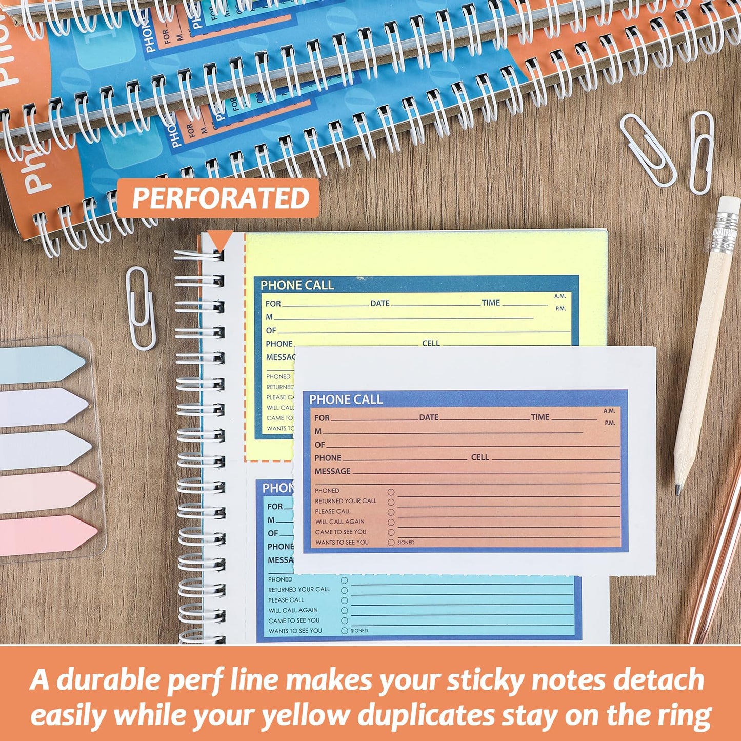 Spiral Bound Phone Message Book 5-1/4x11inch Phone Message Forms Book 2 Part Carbonless Phone Message Pads Phone Call Log Book Voicemail Log Book While You Were Out Message Pad 4 Messages/Page