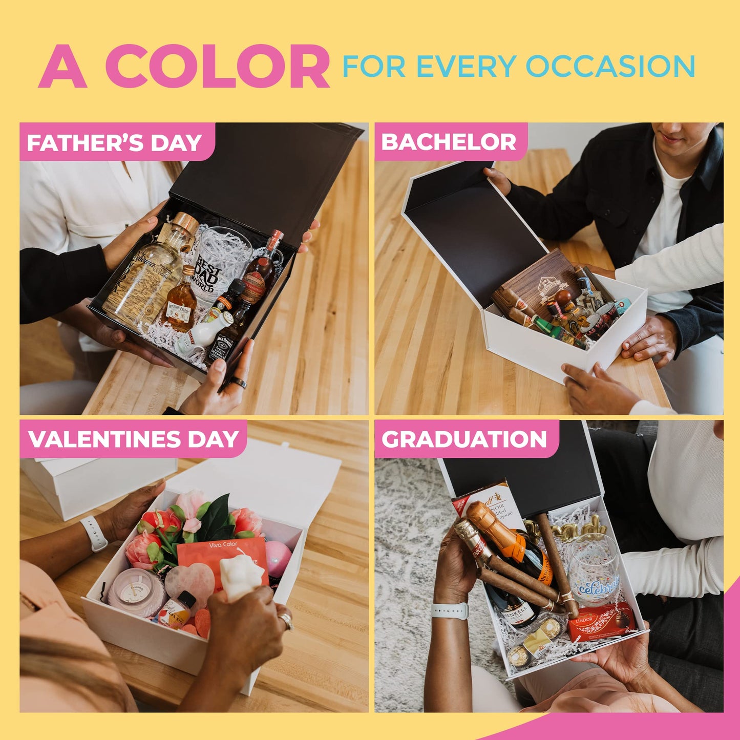 Kiniu 5Pack Black Gift Boxes with Lids Bulk - Gift Boxes for Presents with 25PCS White Tissue Paper - Black Gift Box Set - Collapsible Magnetic Closure Box for Bridesmaid Proposal Boxes, Groomsman Box, Wedding, Birthday, Shirt - 9.25x9.25x3.75 Inches