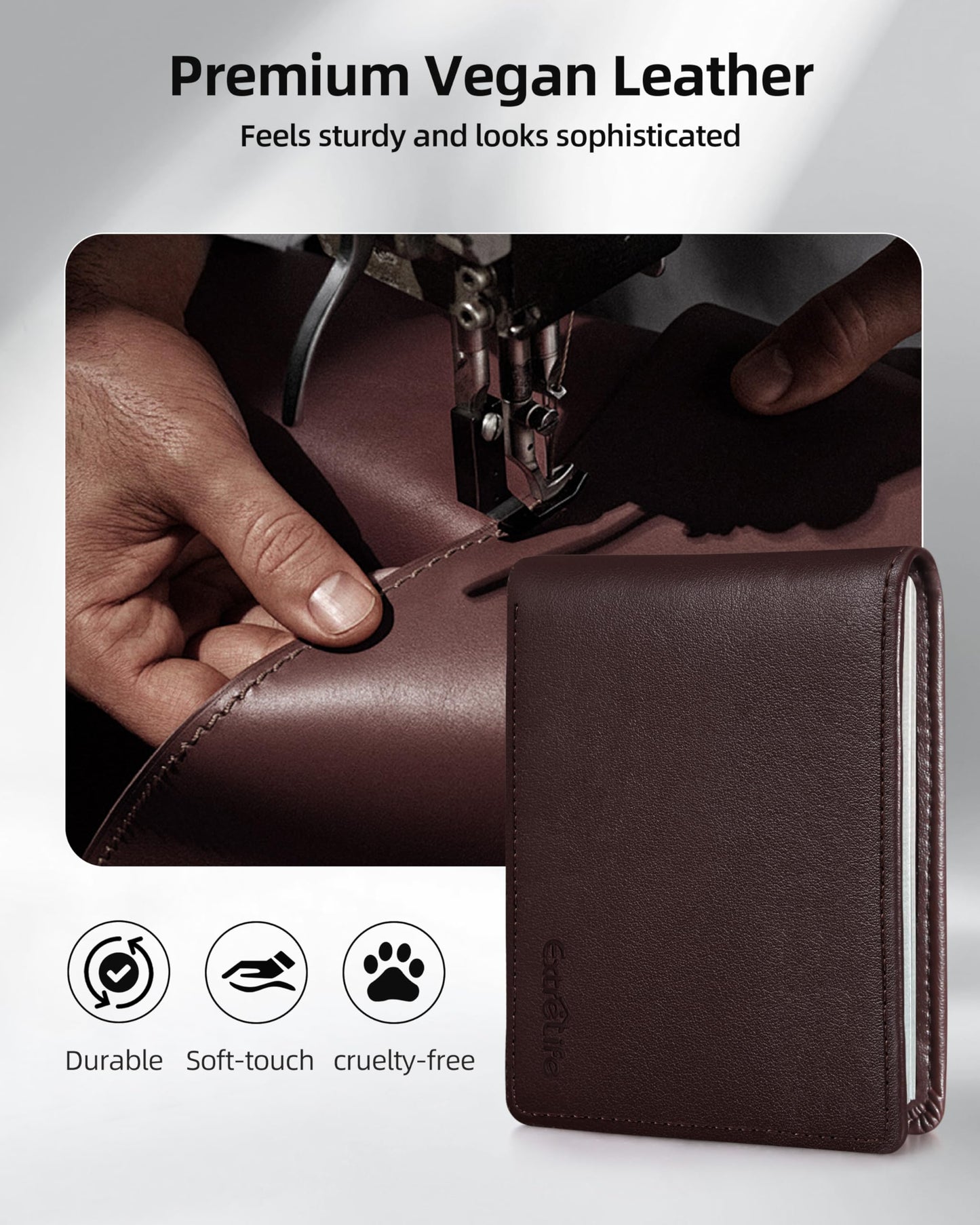Wallet for Men, Built-in Bluetooth Tracker with Apple Find My (iOS Only), Air Tag Wallet, Leather RFID Blocking Bifold Mens Wallets with GPS Tracker, Rechargeable, Gift for Him, Brown