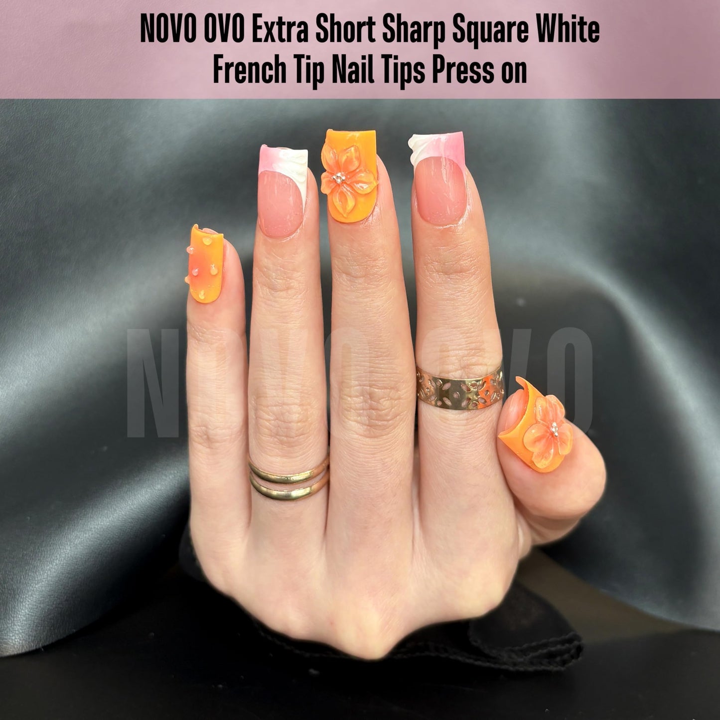 NOVO OVO Sharp Square Short Nail Tips Press on, Natural (Not Sculpted) No C Curve Soft Gel Double Matte Clear Fake Nail Extension, Full Cover False Nails for Salon DIY Manicure x 15 Sizes 240 pcs