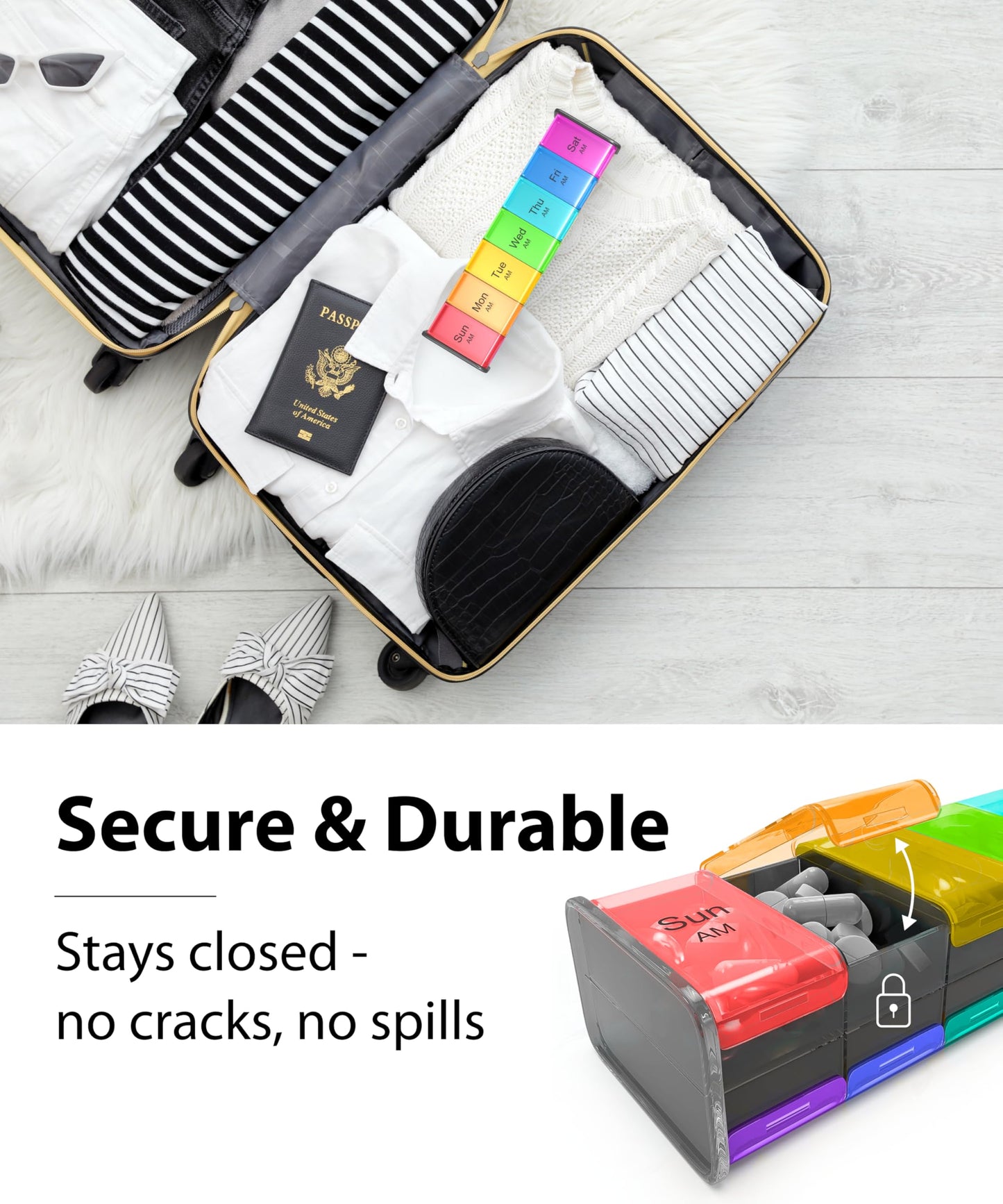 Extra Large Pill Organizer- XXL Pill Box 7 Day - Weekly Pill Organizer with AM PM Large Compartments Big Pill Case for Supplements Jumbo Pill Holder for Vitamins Huge Medicine Organizer 2 Times a Day