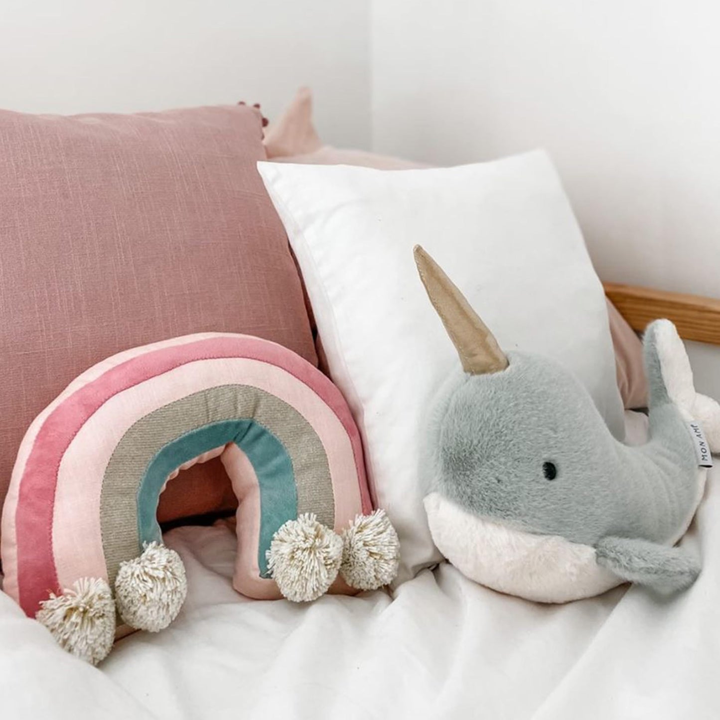 MON AMI Stuffed Rainbow Shaped Plush Toy – 11”, Decorative Plush Toy for Nursery, Playroom Décor, Gift for Kids of All Ages