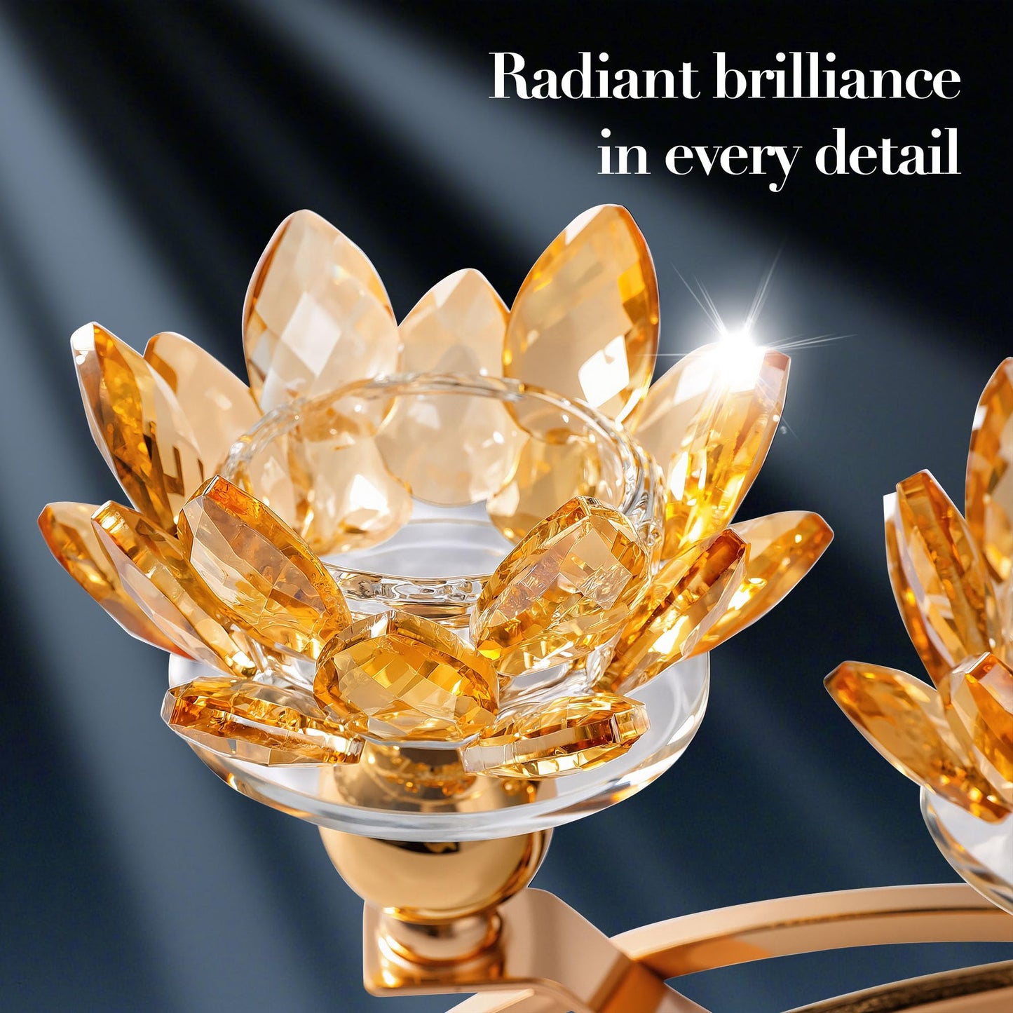 Dounx 5.6" Tall Crystal Candle Holders Lotus Candelabras Gold Arch Candlestick, Centerpiece Table, Home Hecor for Wedding, Dinning Room, Coffee Table, Kitchen, Living Room (26.7cmL, Tealight Candle)