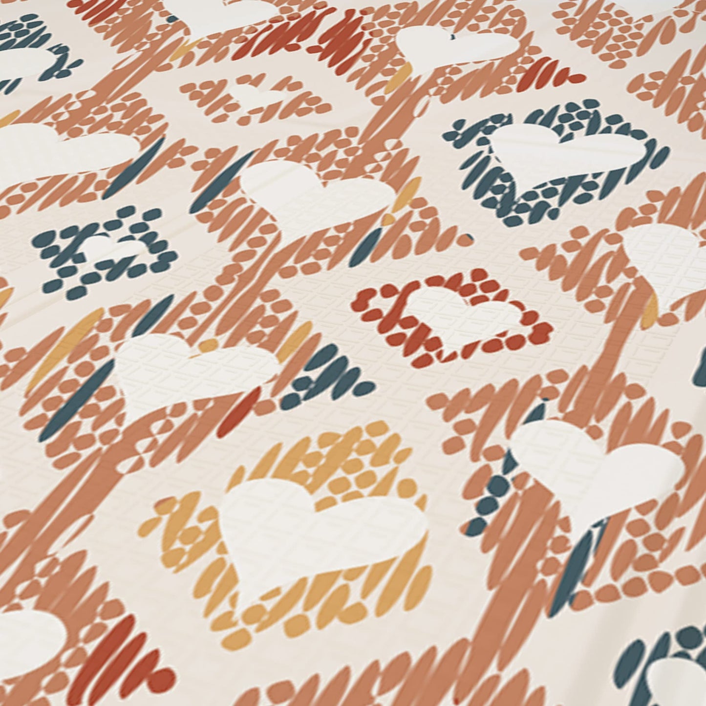JumpOff Jo Foldable Foam Play Mat – Large Waterproof Baby & Toddler Activity Floor Mat, Double-Sided 70 x 59 Inch Play Surface - Boho Hearts