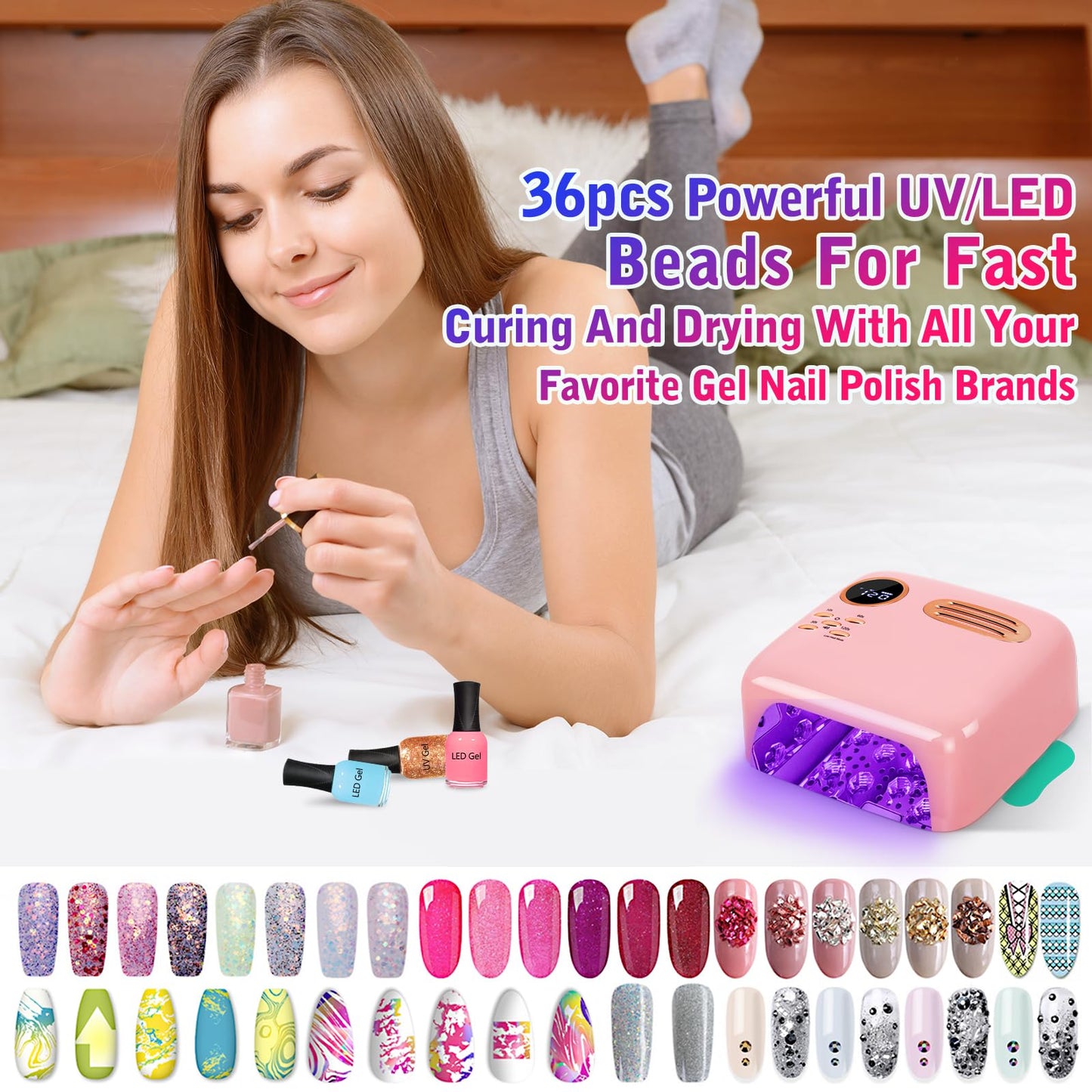 VANIRXELTO Cordless UV LED Nail Lamp - 72W Rechargeable Gel Nail Dryer with Patented Replaceable Light Board - Extra Spare Panel Included - Professional Wireless Curing Lamp for All Gels & Salon