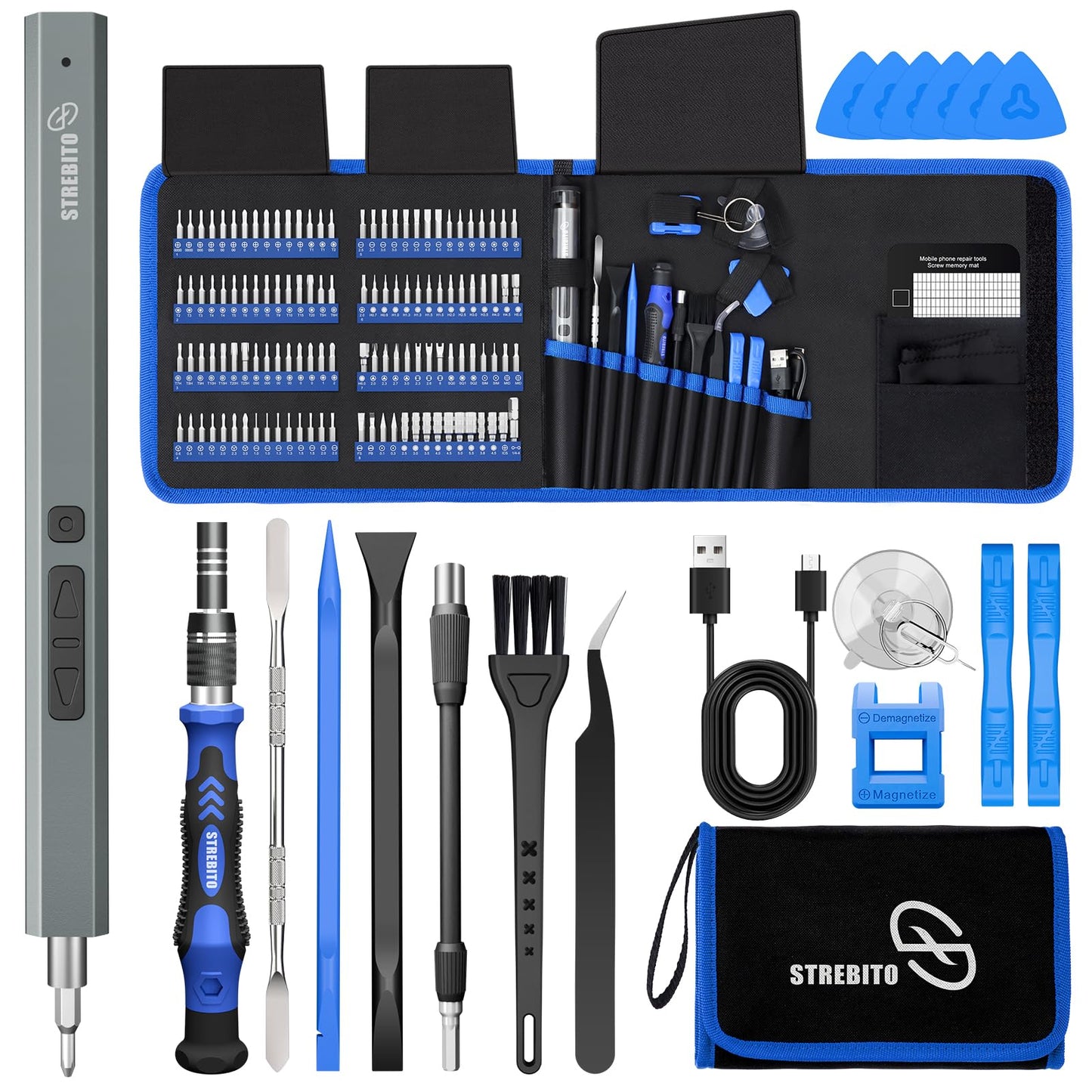 STREBITO Electric Screwdriver, 144-in-1 Precision Screwdriver Set, 120 Magnetic Bits, Organized Storage and Portability, Small Tool Kit for Electronics, PC, Computer and Laptop