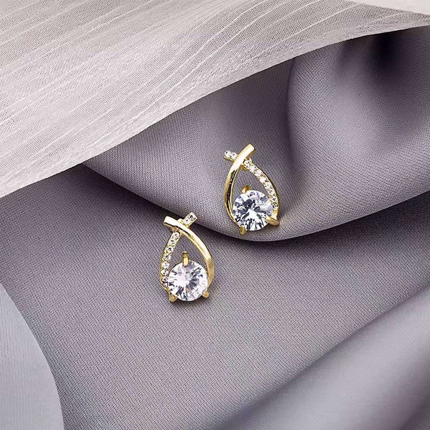 GLMOCM Hoop Earrings: Lymphatic Drainage Earrings with Germanium, Copper, Zircon Stones - Modern Hoops for Women