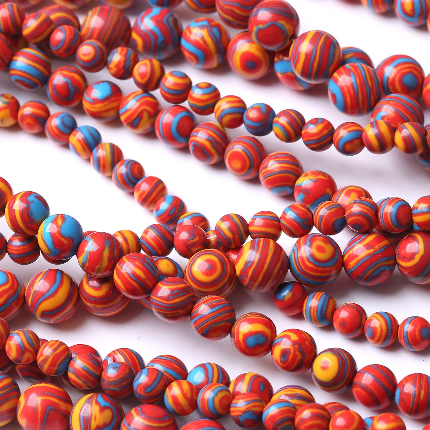 45PCS 8MM Beads Red Malachite Beads Round Loose Beads Natural Gem Beads for Jewelry Making 15"