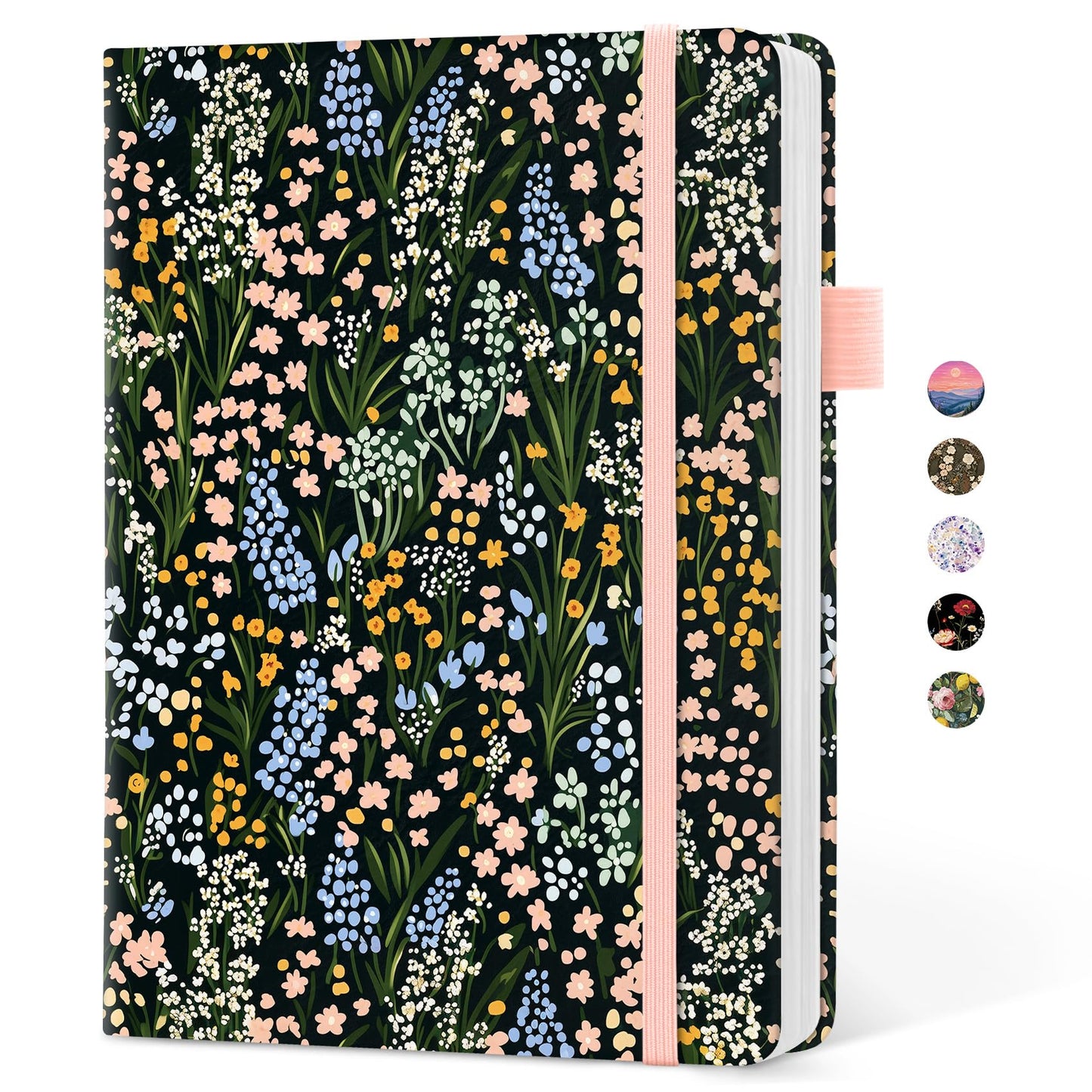 Taja Aesthetic Lined Journal for Women, Pretty 6" x 8" Notebook for Work & Note with 160 College Ruled Pages, Hardcover Leather Notebook for Journaling, Note Taking, Bible Study, Spring Scatter