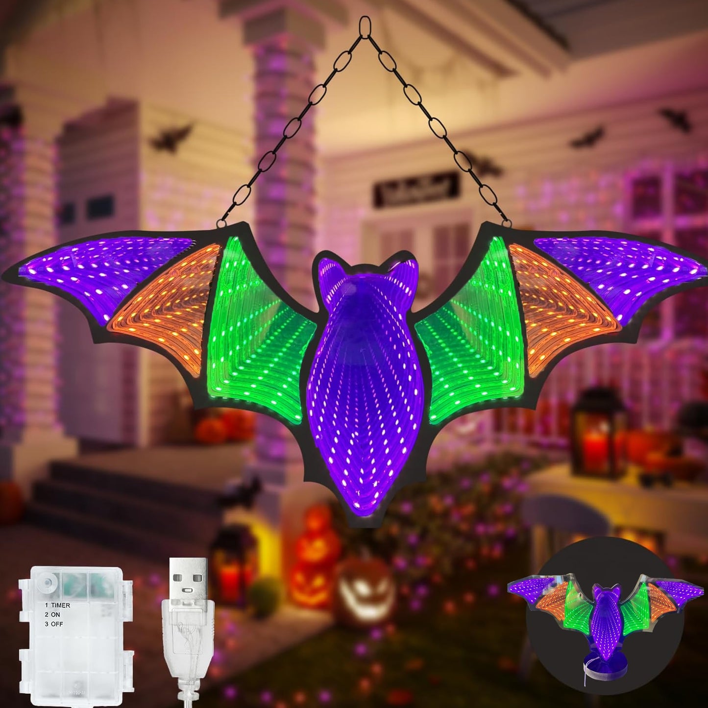 beatineon Bat Neon Signs,3D Infinity Mirror Light for Table/Wall Art Decor,Halloween Neon Lights Decoration USB/Battery Powered Led Neon Sign for Halloween Wall Decor, Bedroom, Kids Gift, Bar, Party