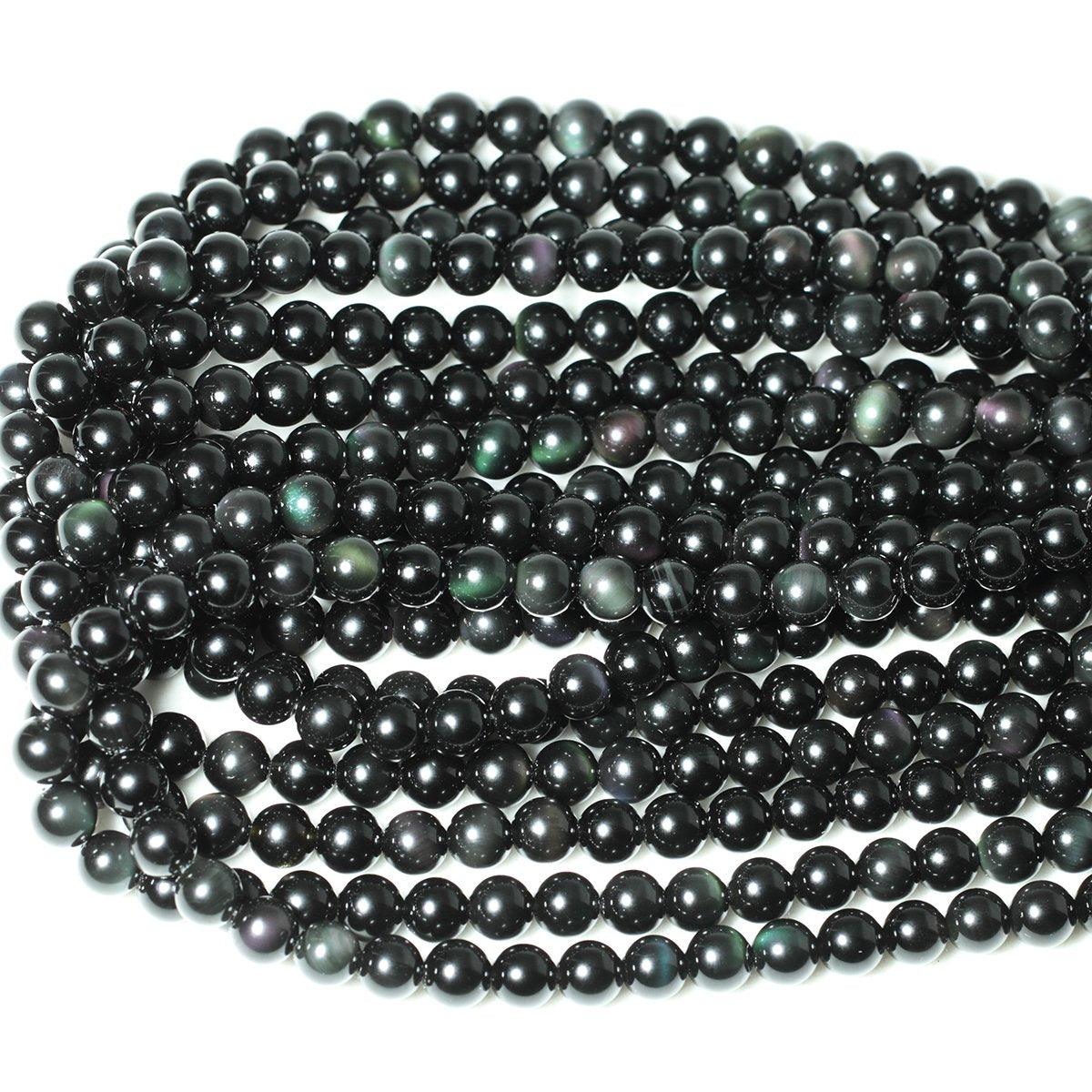 CHEAVIAN 45PCS 8mm Natural Black Obsidian Gemstone Round Loose Beads Crystal Energy Stone Healing Power for DIY Jewelry Making 1 Strand 15"