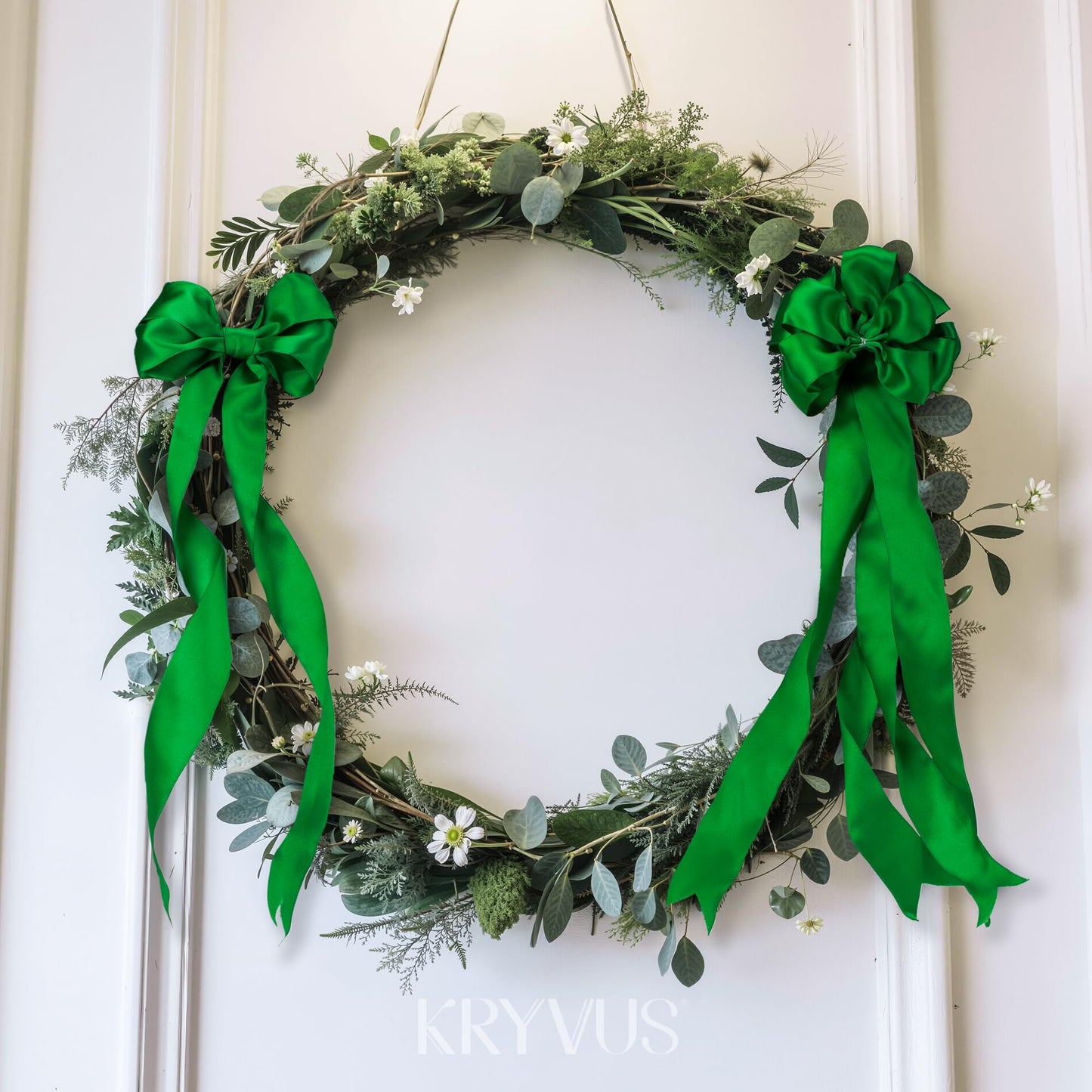 Kryvus Emerald Green Satin Wired Ribbon, 1.5 inch X Continuous 10 Yards Luxury Double Faced Satin Wire Edge Ribbon for Gift Wrapping, Wreaths, Flower Bouquet, Wedding Decorations, Home Decor