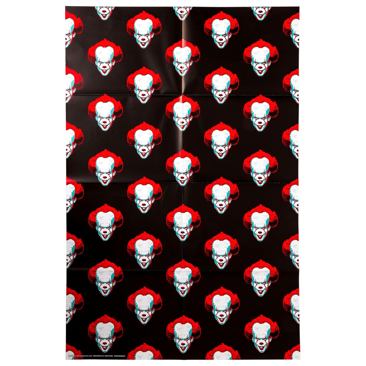 Silver Buffalo IT Pennywise Horror Wrapping Paper - 12 Sheets - 20" x 30" - Festive Holiday and All Year Round Gift Wrap