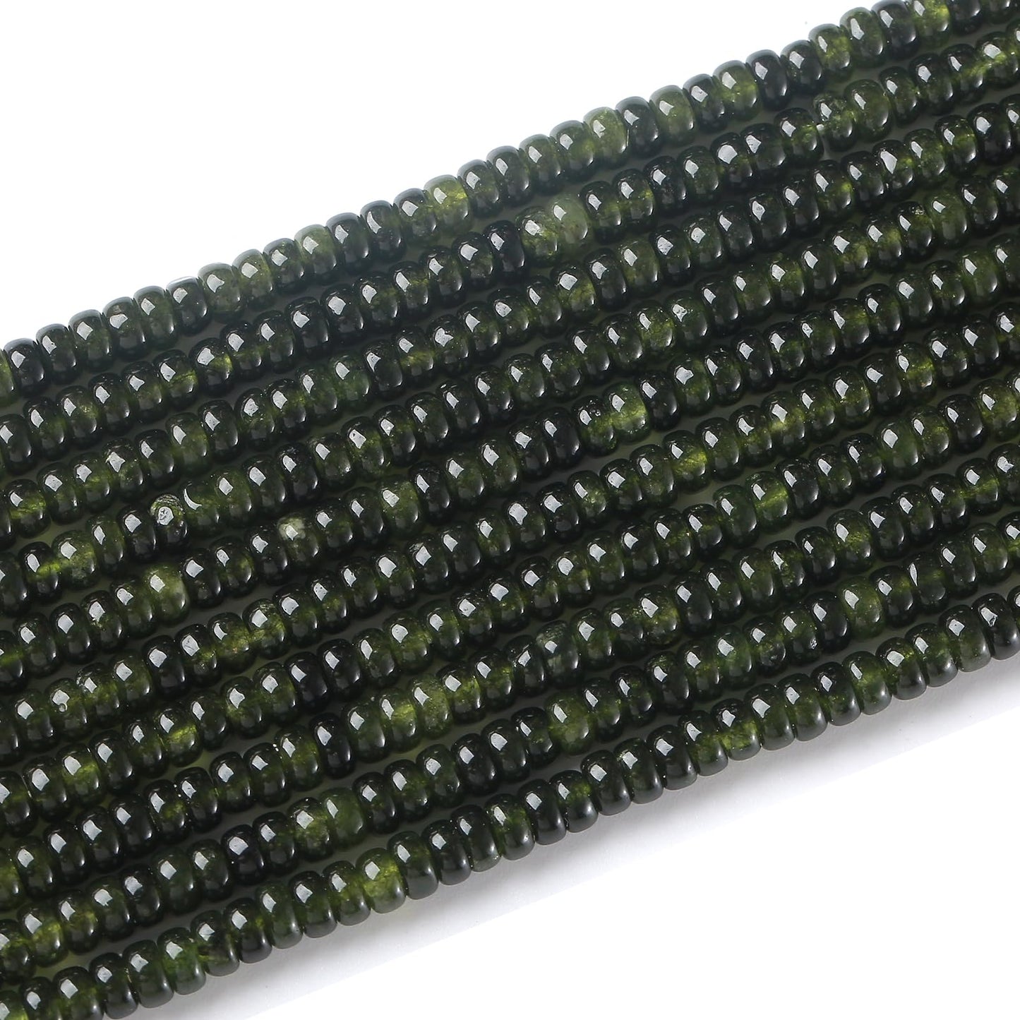 150PCS 2x4mm Natural Green Garnet Jades Stone Rondelle Beads Abacus Disk Stone Beads Round Loose Spacer Gemstone for DIY Bracelet Necklace Jewelry Making