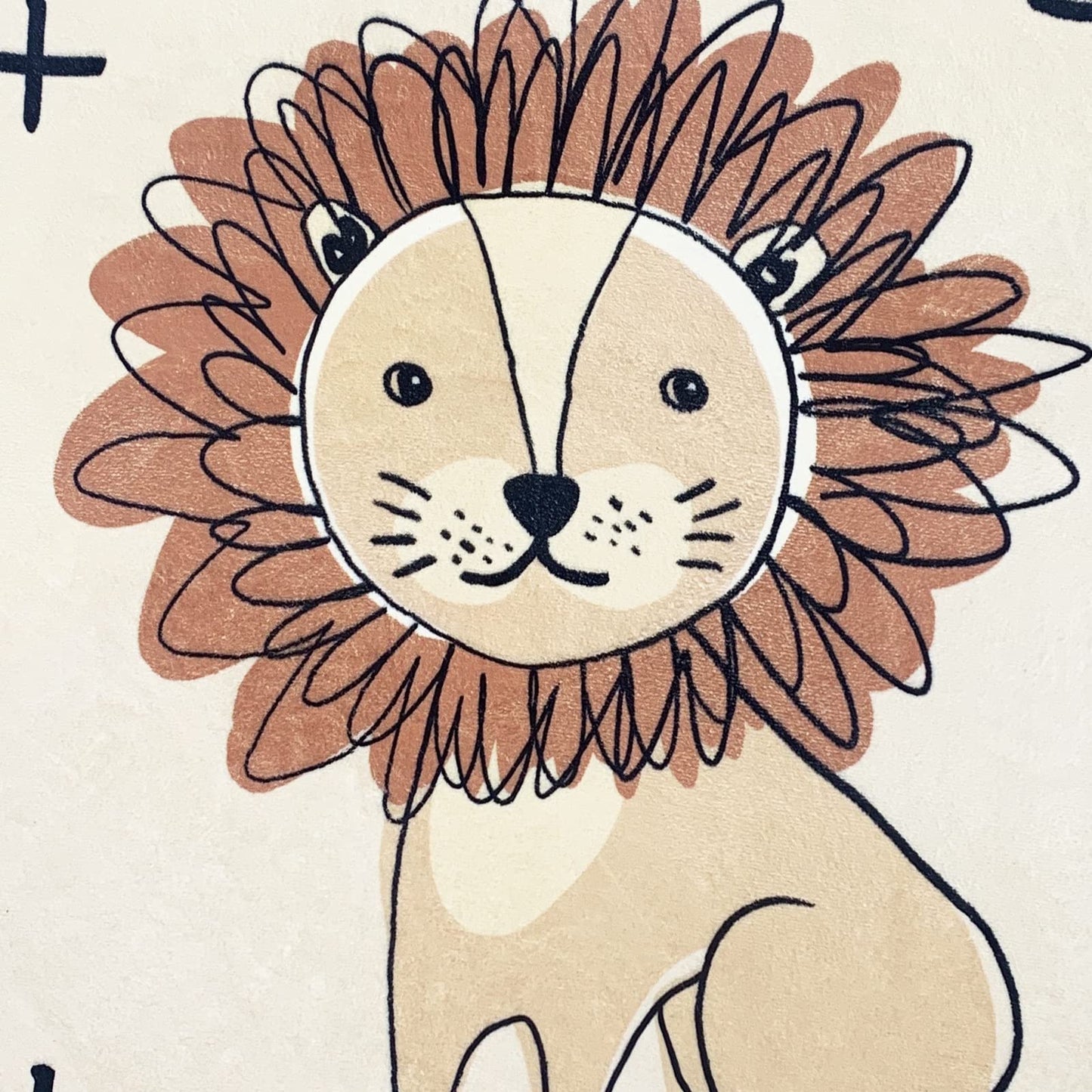 USTIDE Lion Kids Rug 4Ft, Super Soft Round Play Mat Lion Rug Alphabet Learning Carpet Large Cartoon Area Rug for Nursery Bedroom Playroom