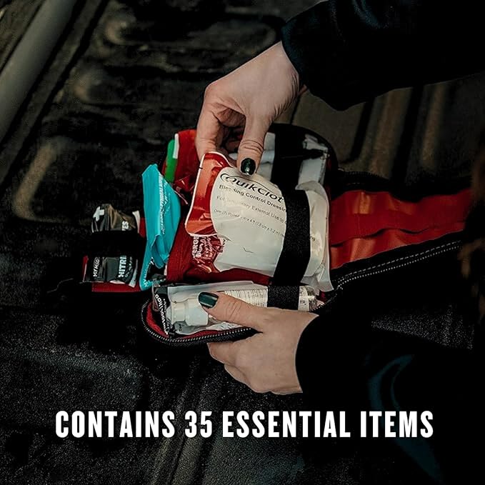 My Medic - TFAK - Ifak Trauma Kit with Tourniquet - HSA/FSA Approved - Over 35 Essential Life Saving First Aid Items for Car or Travel - Red