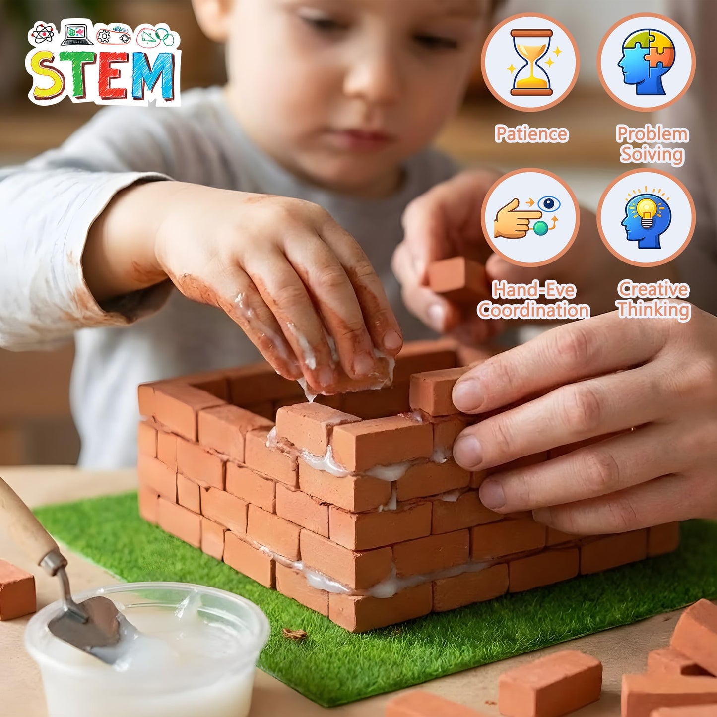 ROHSCE Brick and Mortar Construction Set, DIY Building Blocks for Kids Ages 6+, STEM Construction Kit, Versatile Creative Play, Great Birthday Gift