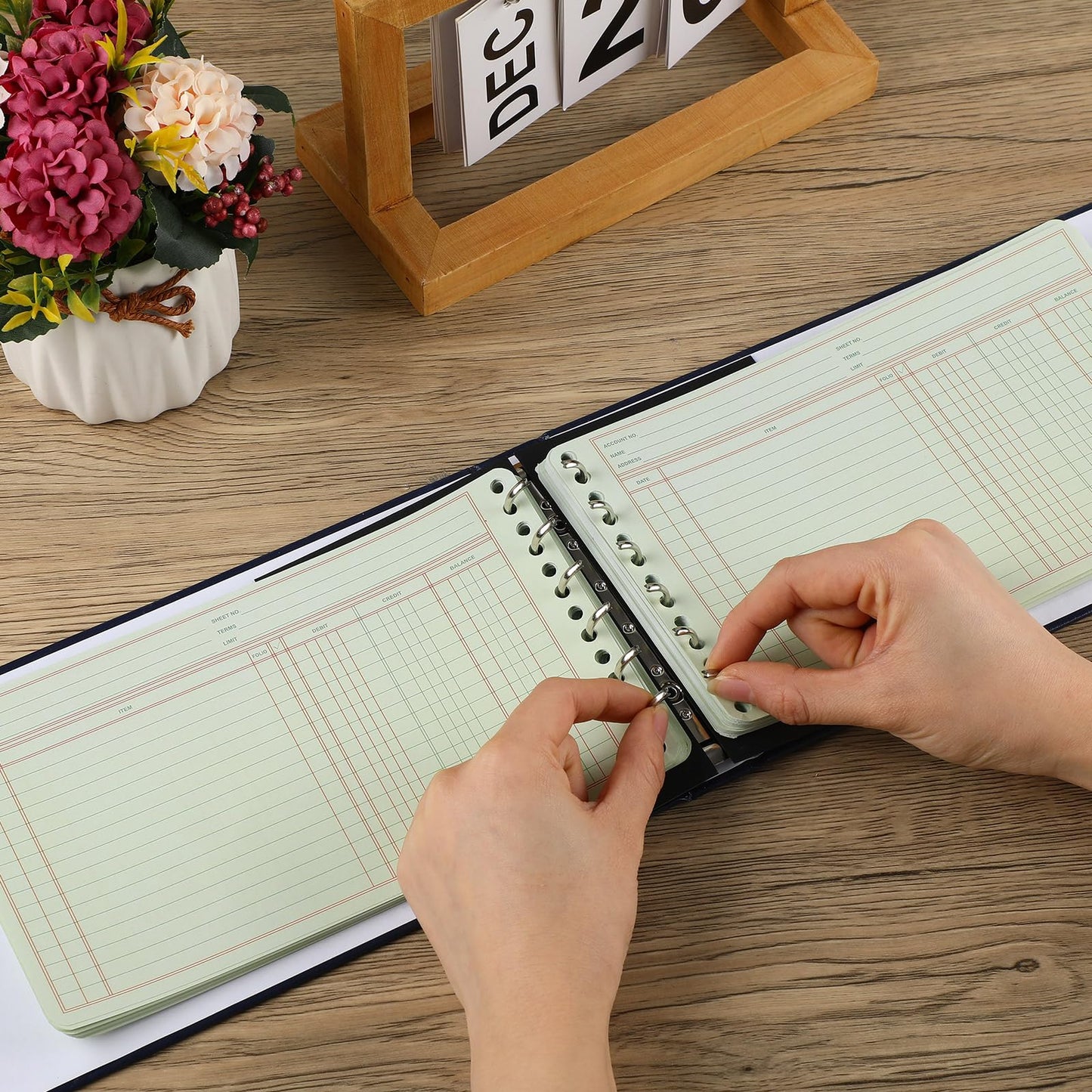 Skyygemm 200 Pcs Ledger Sheets 5" x 8.5" Extra Sheets Ledger Paper Books for Bookkeeping Columnar Pad for Business Accounts Payable Receivable with Debit Credit Balance Columns