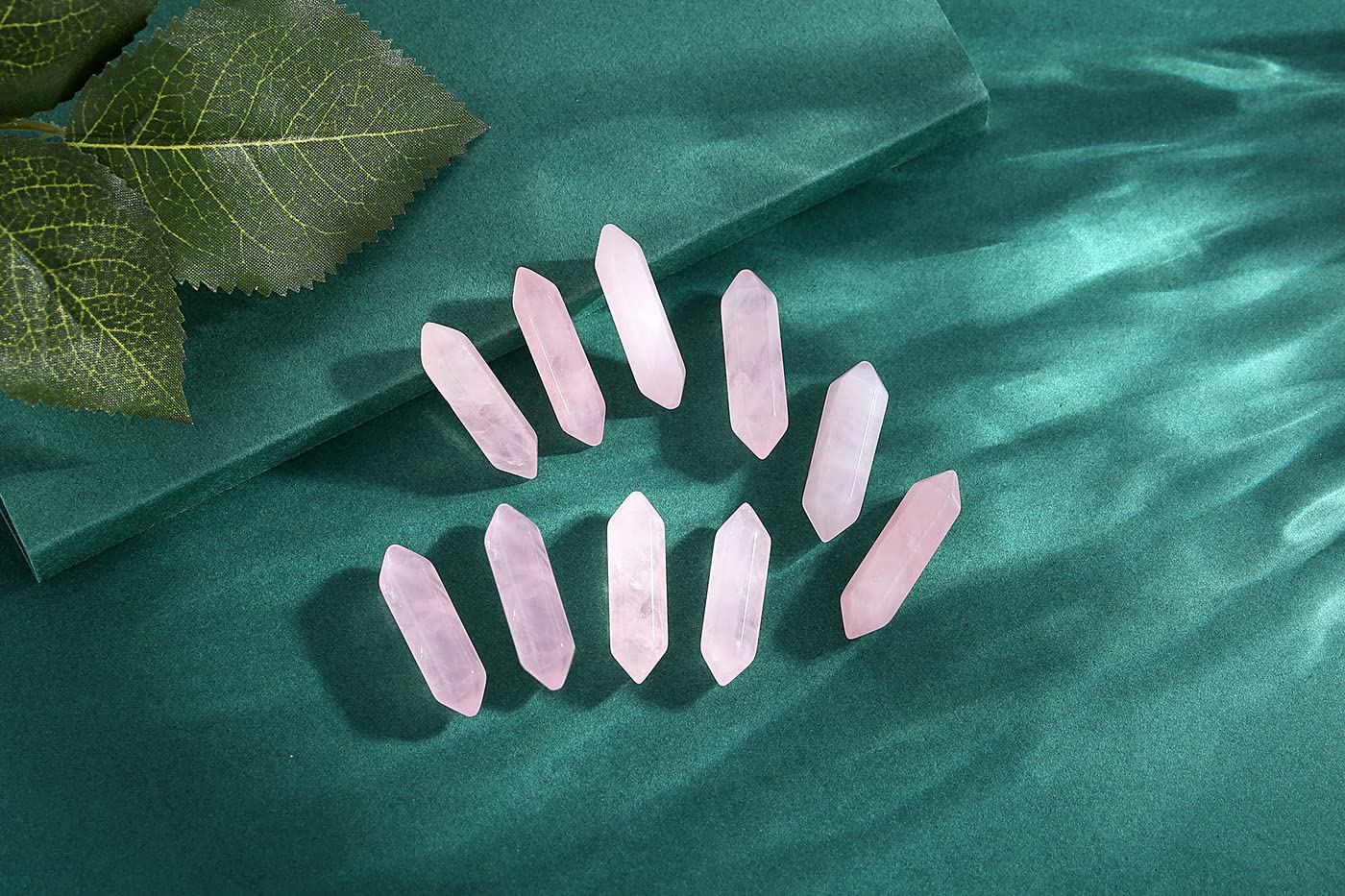 15 PCS Rose Quartz Healing Crystals Wands Polished Stones Bulk Tumbled Natural Hexagonal Pointed Reiki Energy Balancing Meditation Therapy Pink Stone Set Christmas Gift