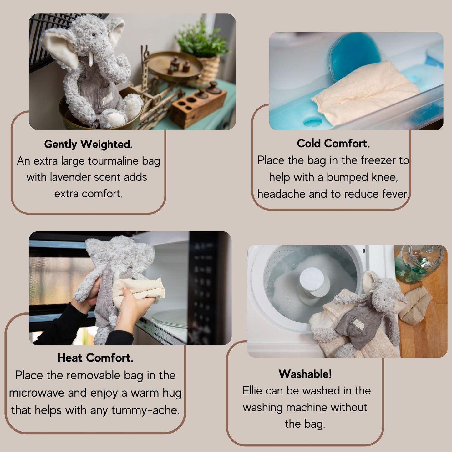 Family Framework Ellie Warming Plush – Microwavable Lavender Aromatherapy Stuffed Animal – Heatable & Coolable