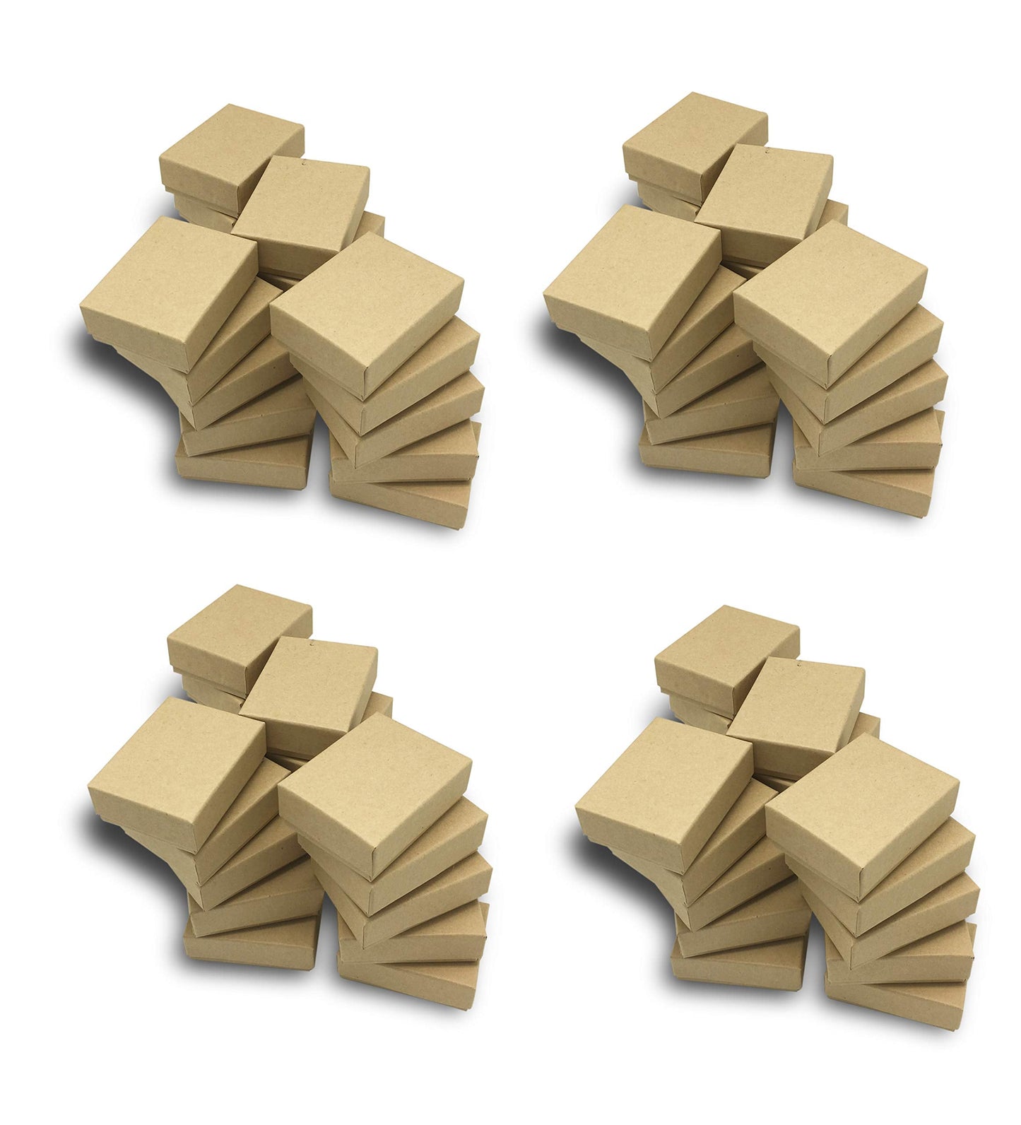 TheDisplayGuys - 100-Pack #11 Cotton Filled Cardboard Paper Jewelry Boxes Gift Case - Kraft Brown (2.1" x 1.5" x 0.8") - for Shipping or Storage
