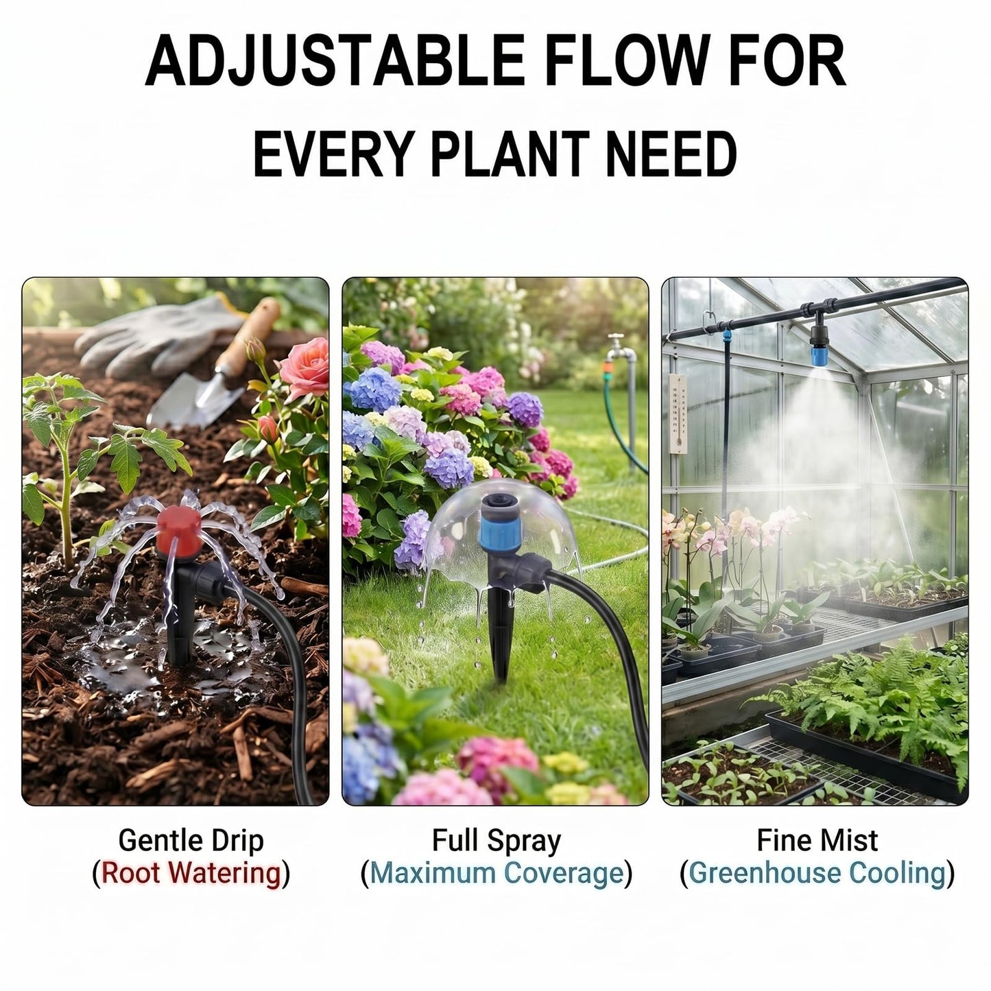 Drip Irrigation Kit – 230FT Automatic Garden Watering System with Quick-Connect 1/4" & 1/2" Fast-Lock Tubing, Adjustable Nozzles & Sprinklers for Greenhouse, Lawn, Potted Plants