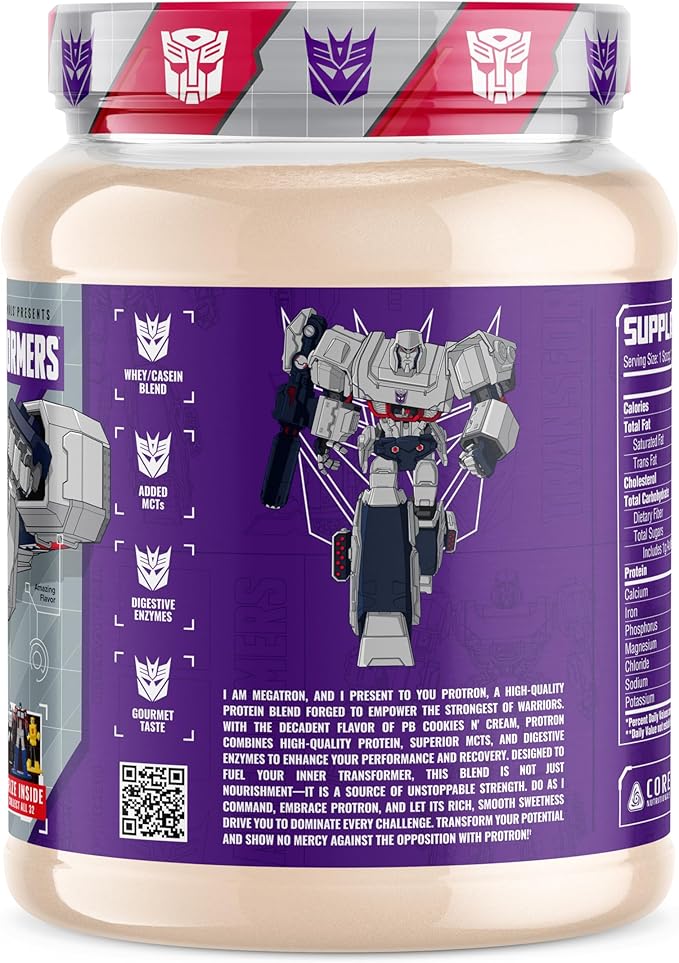 Core Nutritionals | Transformers Protron Protein Blend Nutritional Supplement Formula (Free Prize Inside) for Adults Ages 18+ (2 Pounds, PB Cookies 'N Cream)