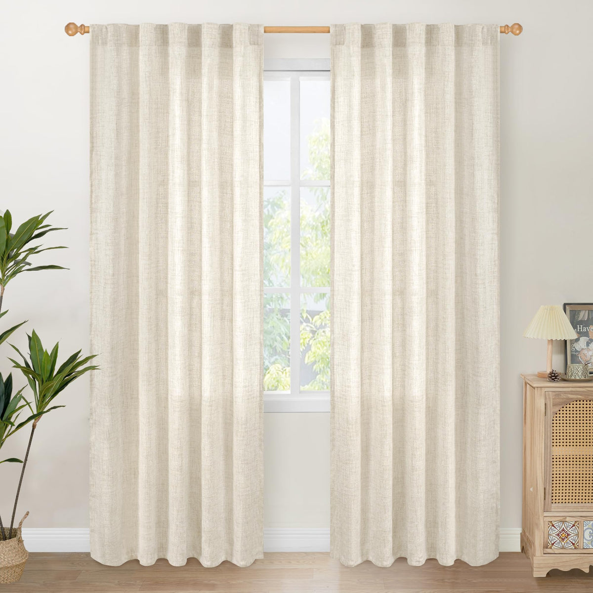 Linen Curtains 42X84 Inch Length for Living Room 2 Panels (2 Count)