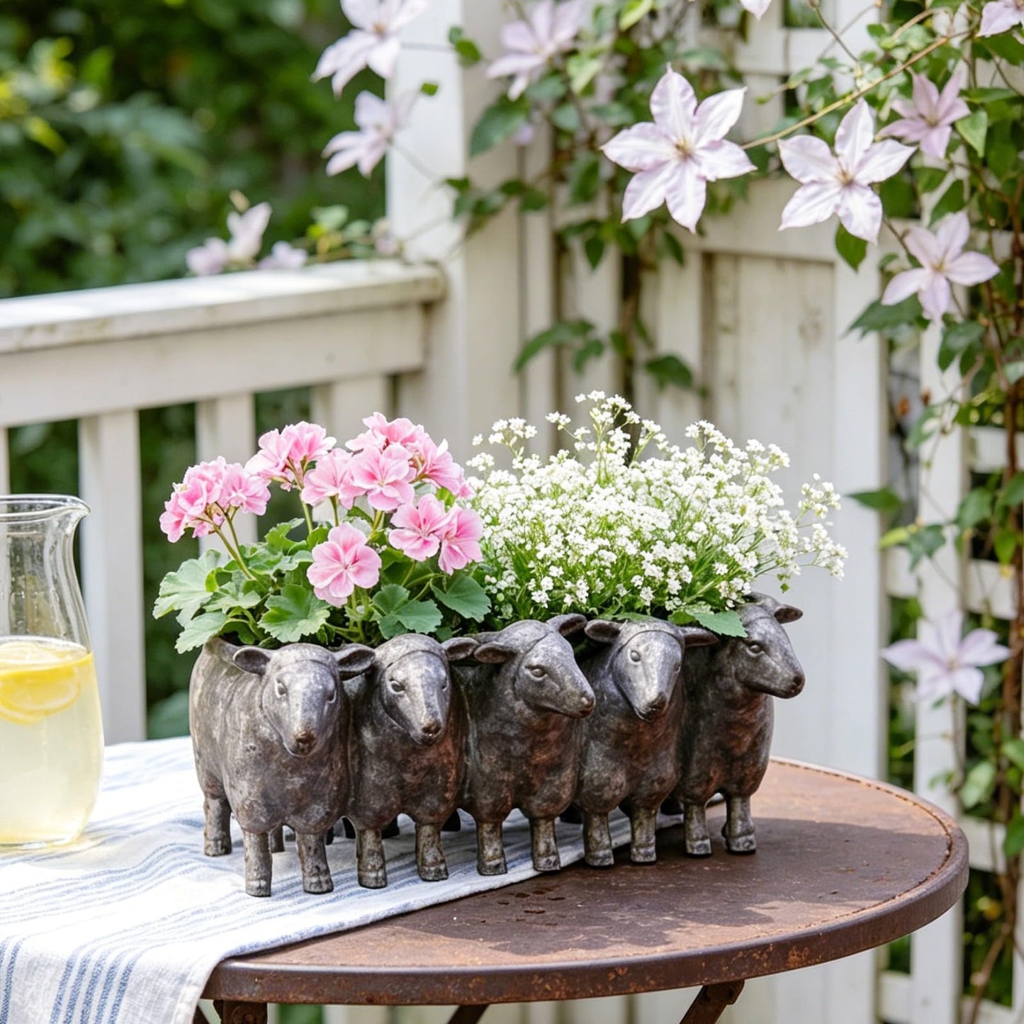 Newman House Studio Resin Sheep Planter Succulent Pot - Creative Animal Garden Pots for Home Garden Office Desktop Decoration 13 * 7.2 * 5.5 Inch