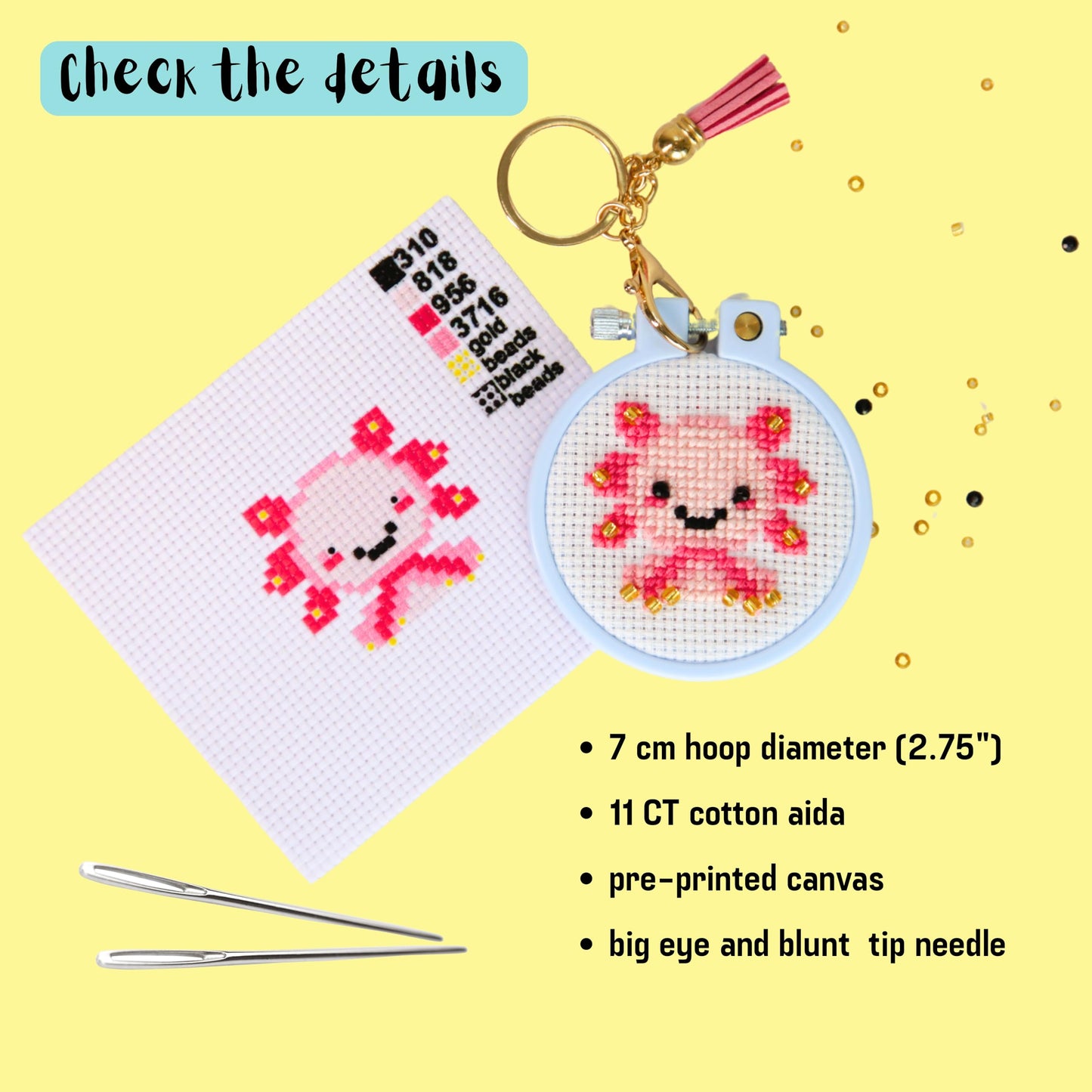 IDDI Cute Creatures Embroidery Kit for Kids. Stamped Cross Stitch Kits for Beginners. Kid Needlepoint. Crafts for Girls 8-12. Easy Crafts. DIY Keychains for Kids. Needlework Kits. Backpack Charms.