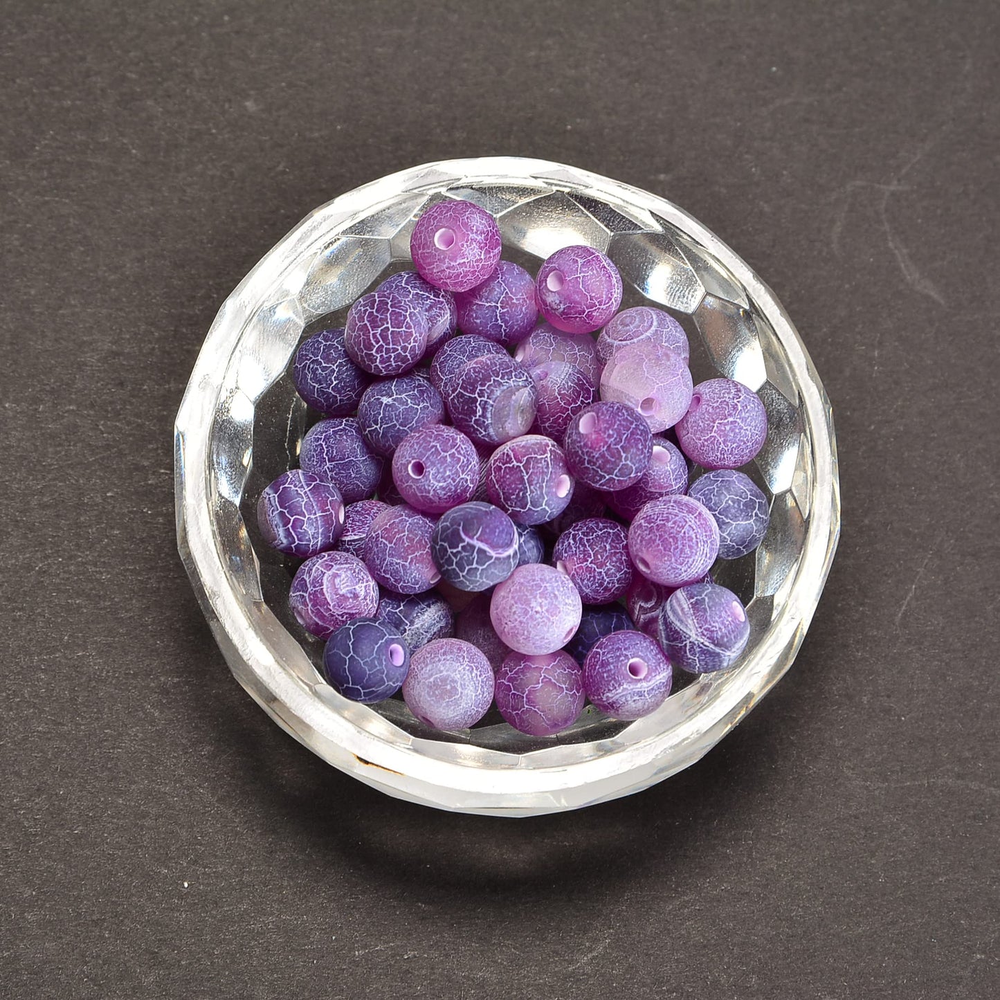 jodaying 10mm Froasted Purple Agate Round Natural Gematone Loose Beads for Jewelry Making DIY 1 Strand 15"