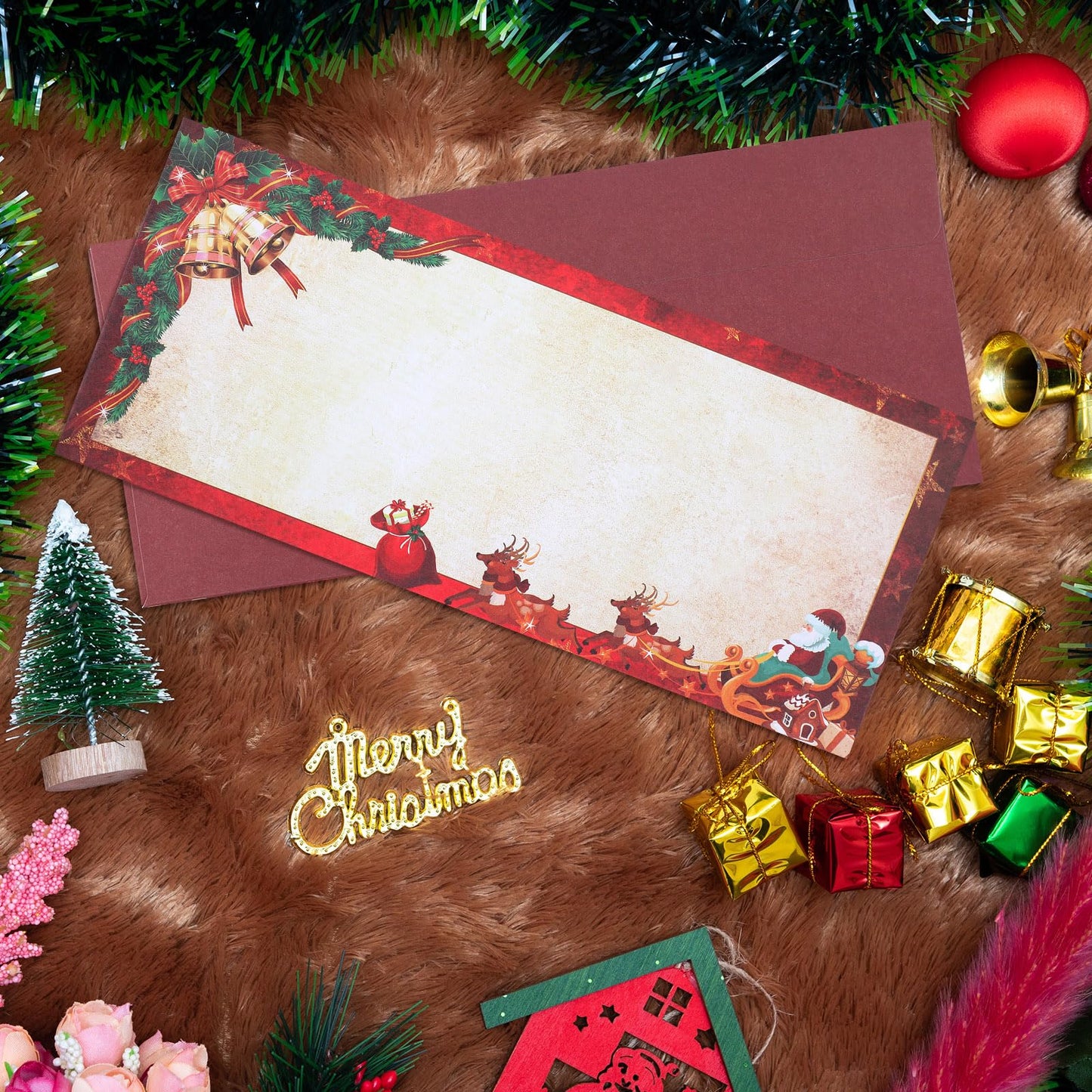 Zhanmai 60 Christmas Envelopes #10 Holiday Xmas Self Adhesive Envelopes for Mailing, Office, Business, Wedding, Birthday, Party, Gift Supplies, 4.13 x 9.53 Inch