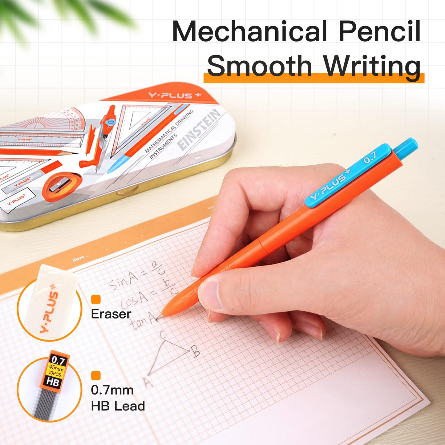 Geometry Set for Students, Compass Drawing Tool with Metal Case, Math Protractor for Kids with Protractor, Rulers, Metal Compass, Mechanical Pencil - 12 Pcs, Back to School Supplies for Students