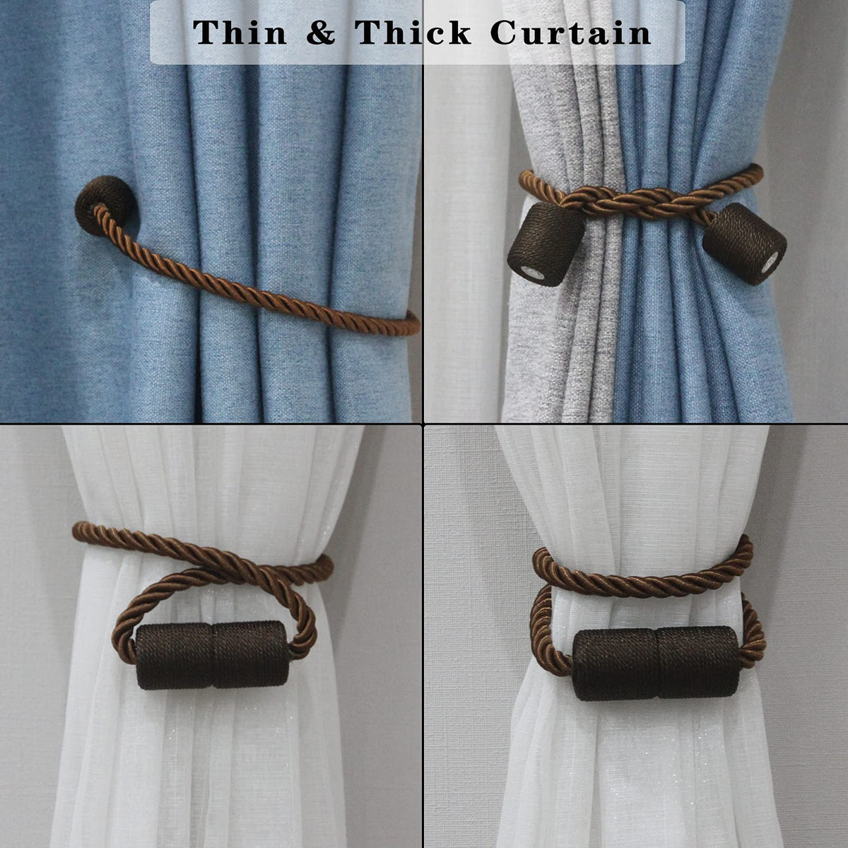 Magnetic Curtain Tiebacks Holdbacks Decorative Tie Backs for Windows Porlau (2 Count)