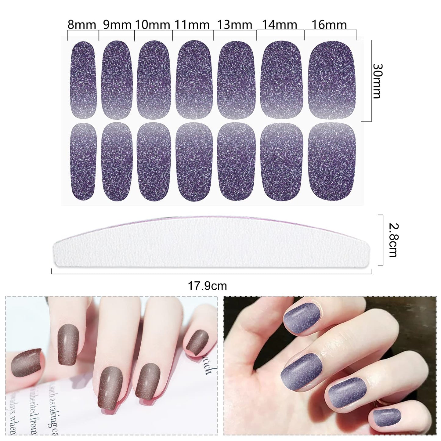 YECIRALA 24 Sheets 336 Pcs Solid Glitter Nail Stickers for Women Nail Art Strips, Nail Polish Stickers Stick On Nails Polish Strips Gel Nail Stickers Decal Designs Stickers Full Wraps