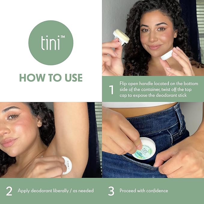 Tini Naturals Deodorant, Travel Size Aluminum Free Deodorant for Women & Men with Coconut Oil and Shea Butter, 0.4 oz Each (12 Pack), Spring Meadow Scent