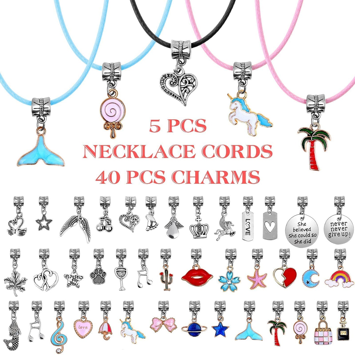 Mckanti 150 Pieces Mixed-Style Jewelry Making Kit, DIY Charm Bracelet & Necklace Craft Set with Beads, Pendants and Chains for Creative Handmade Accessories