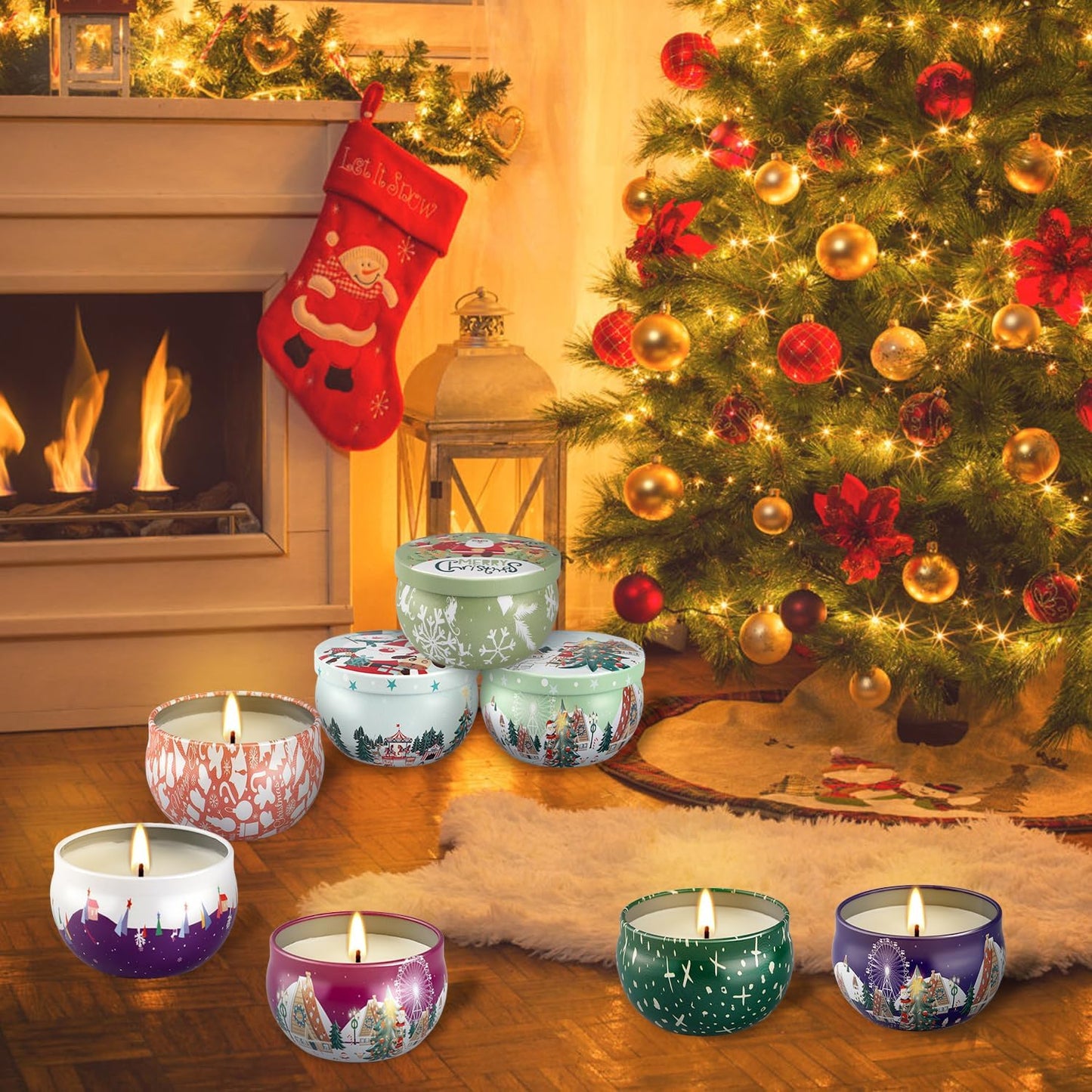 24 Packs Christmas Scented Candles Gift- Aromatherapy Candle-2.5oz Soy Wax-Long Lasting Burn time, Christmas,Advent, Thanksgiving Gifts, Home Decor