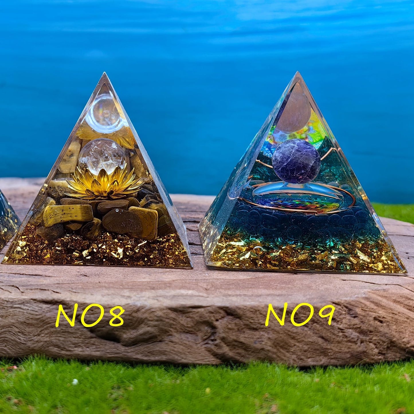 Healing Crystals Orgone Pyramid for Positive Energy, Stress Reduction, and Attracting Wealth and Luck Reduce Stress and Promote Healing with this Crystal Pyramid Home Decor (NO3,6cm)