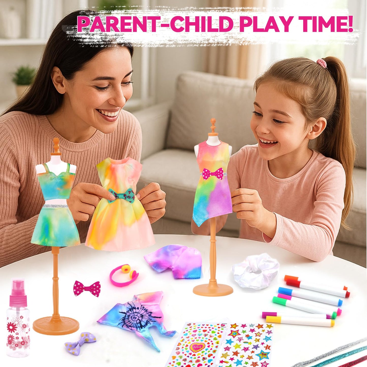 Tie-Dye Fashion Designer Doll Clothes Making Kit for DIYArts and Crafts Toys,Girls Gift Age 6 7 8 9 10 11 12