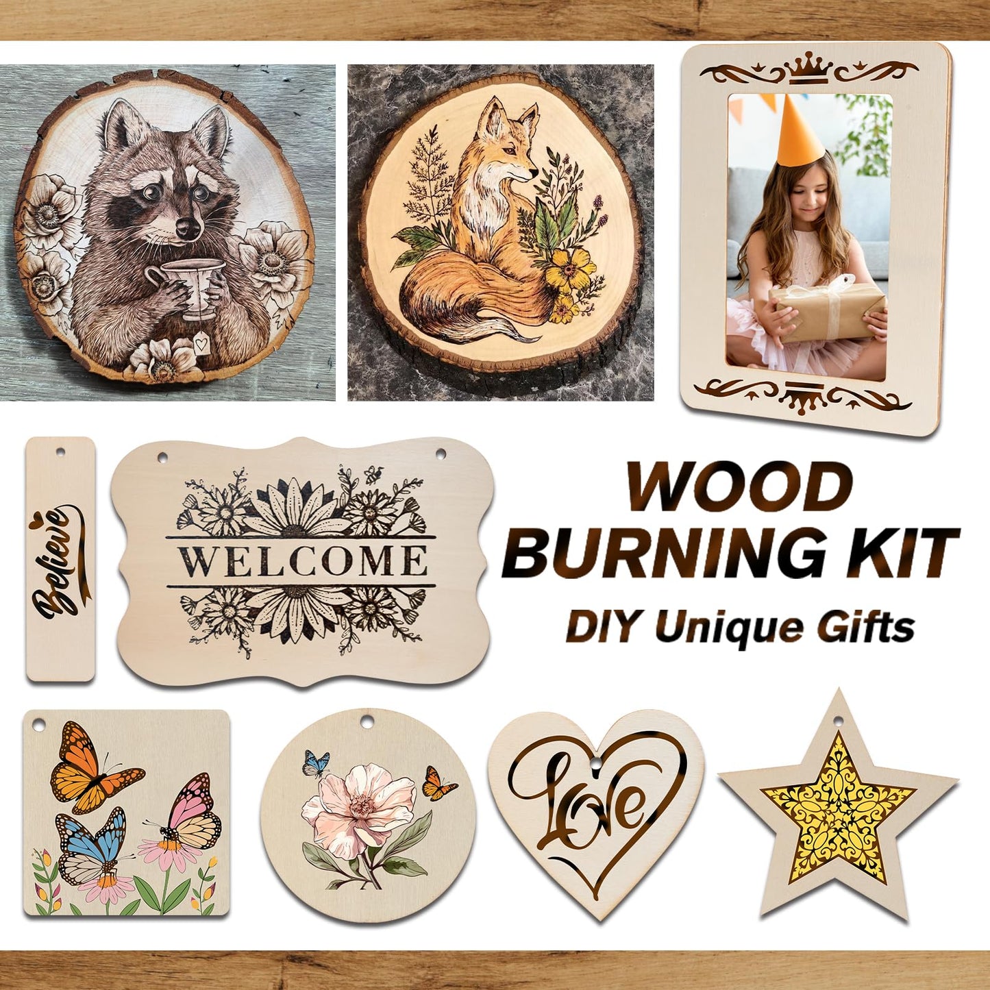 K KERNOWO Wood Burning Kit - 81Pcs All-in-One Wood Burning Tool Pen Adjustable Temperature Wood Burner Kit Crafts Gifts for Adults & Teens, Woodburning Kits for Beginner Pyrography