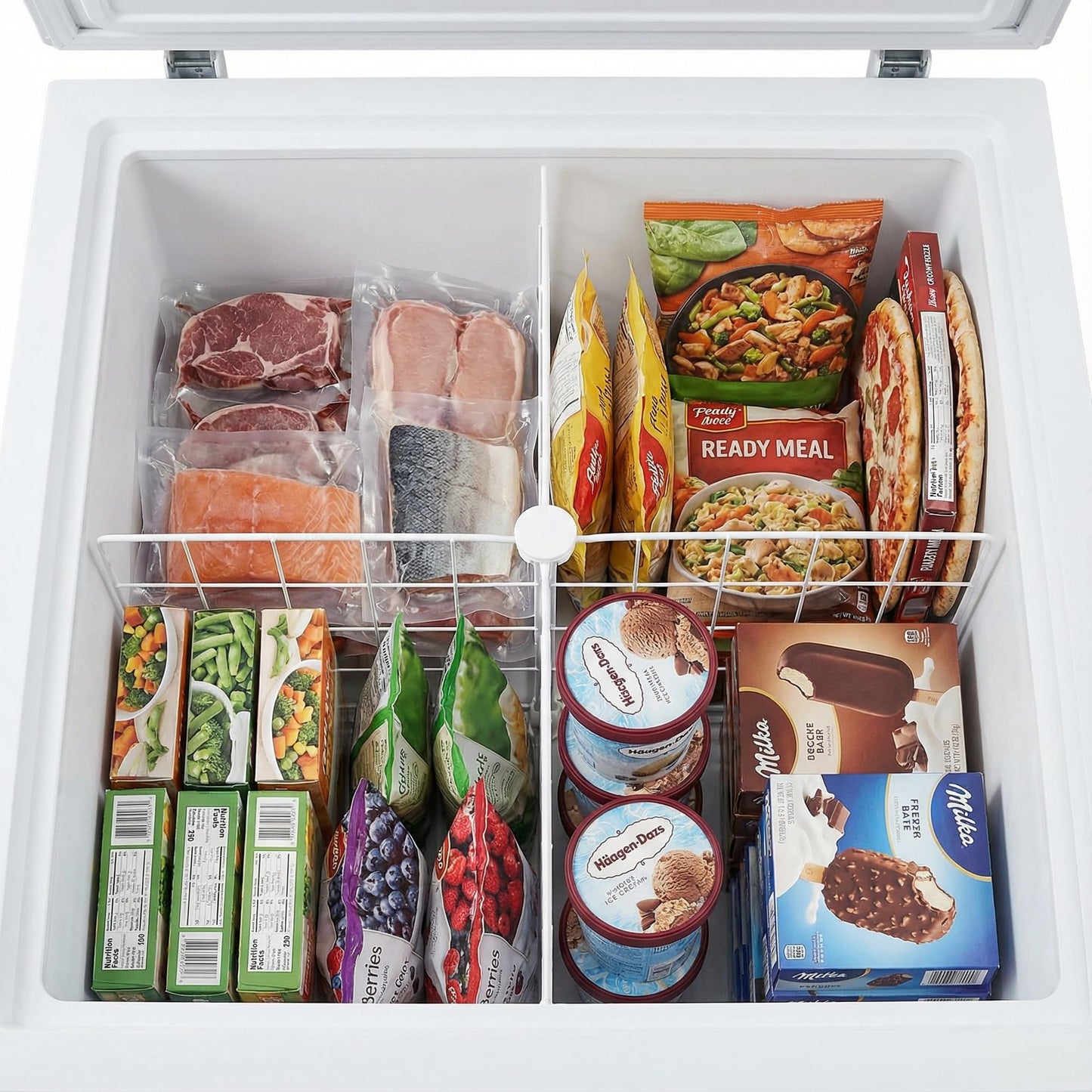 BESTYASH Freezer Organizer Divider Adjustable Chest Freezer Organizer with Breathable Layered Mesh for Refrigerator and Freezer Food and Beverage Storage 15.9X15.9X12.6 Inches