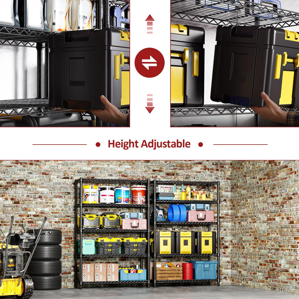 1750 LBS Garage Shelving Wide Storage Shelves Metal Shelves Heavy Duty Adjustable Utility Shelf Rack