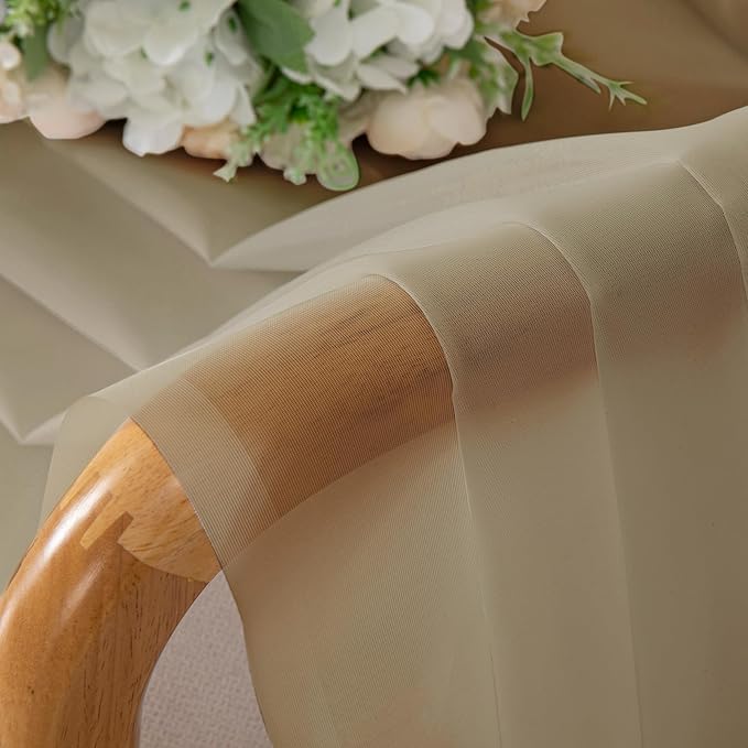 OVZME Taupe Sheer Curtains 72 Inches Long 2 Panels - Soft Light Filtering Window Sheer Panels for Living Room/Bedroom, Top Dual Rod Pocket, 1 Pair, Each 42Wx72L Inches